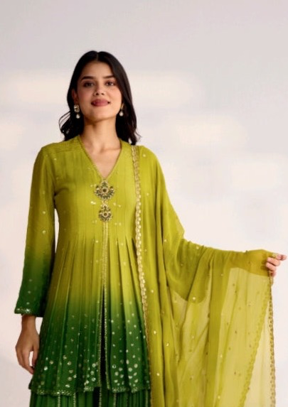 Dark & Light Green Palazzo Set