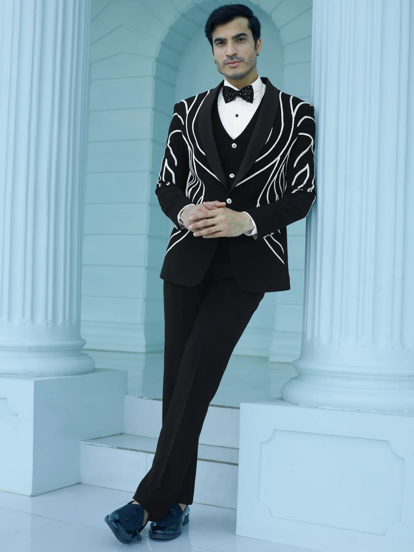 Bold Black Embellished Suit