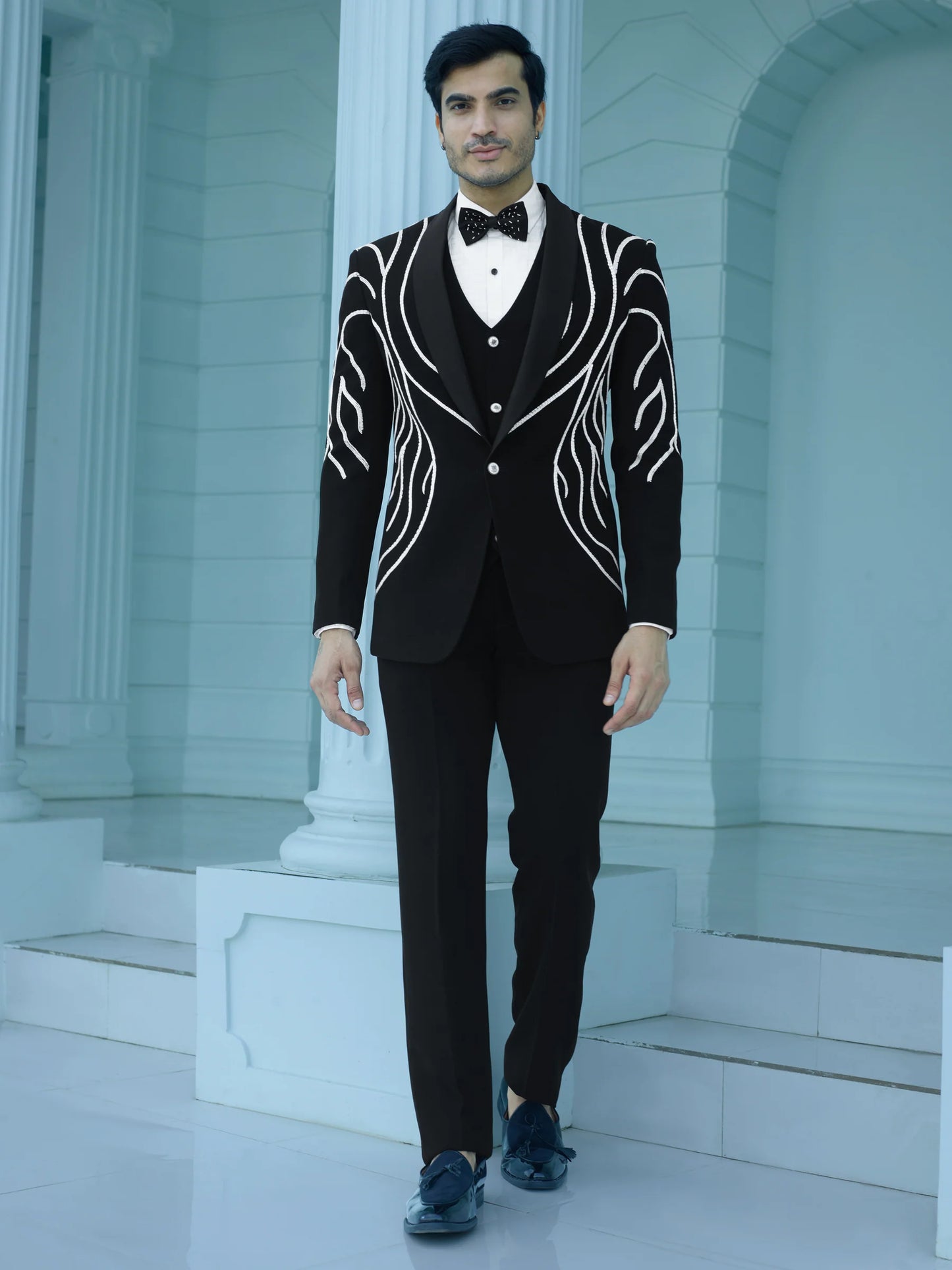 Bold Black Embellished Suit