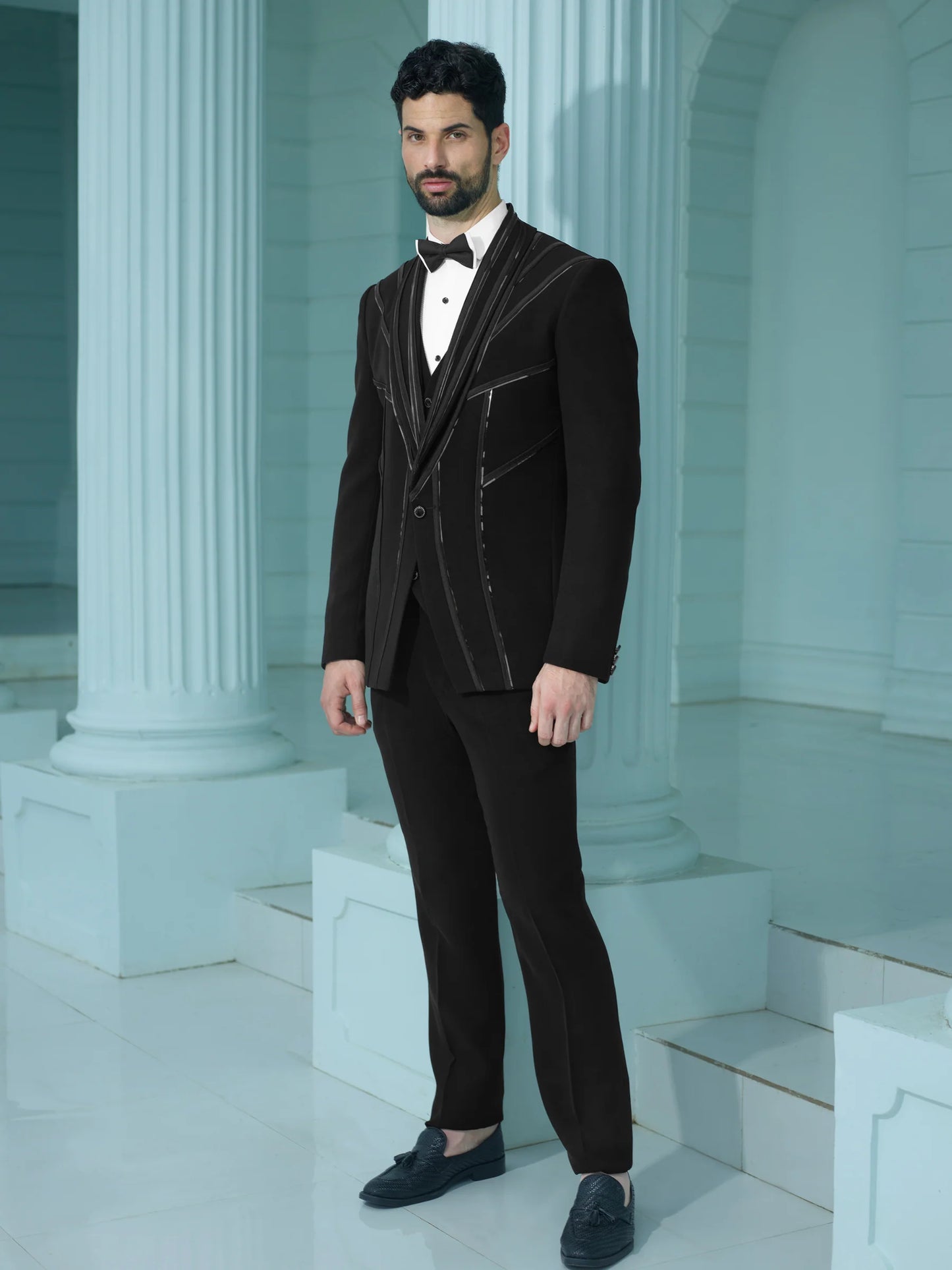 Black Suit with Chrome Detailing