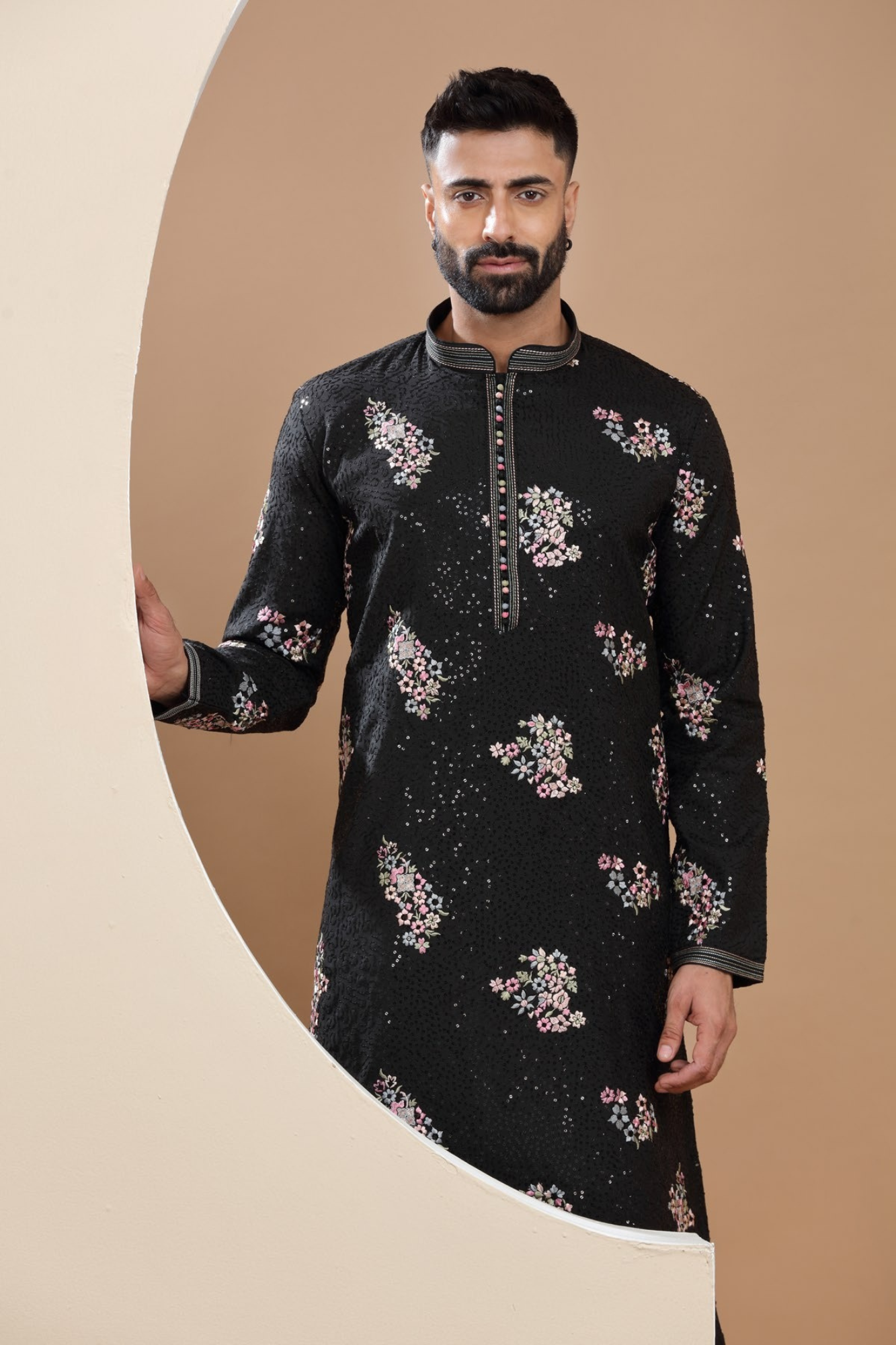 Black Sequin & handcrafted Kurta Set