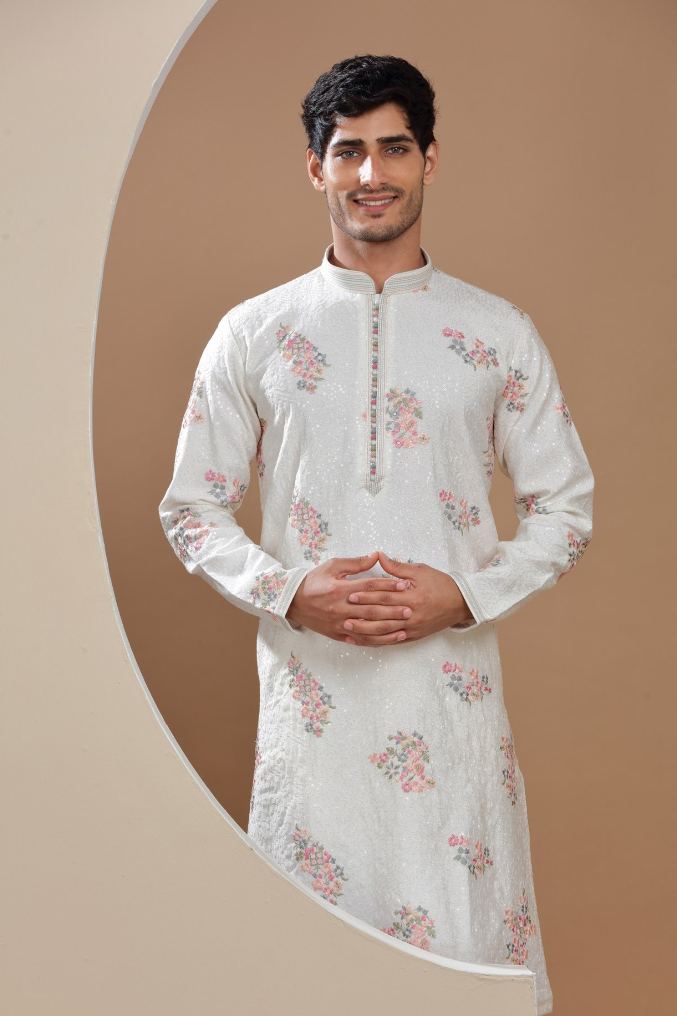 White Sequin & handcrafted Kurta Set