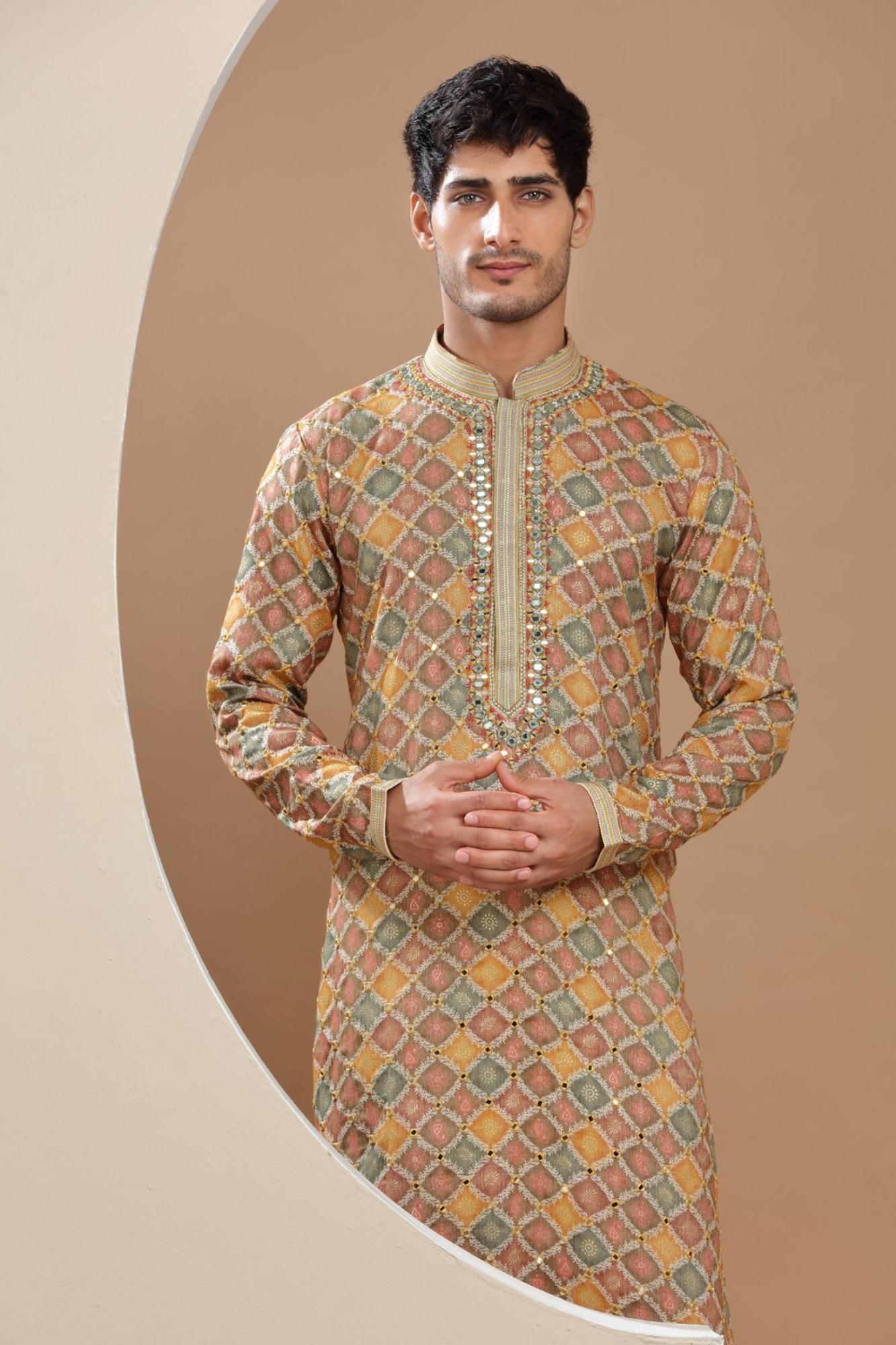 Yellow Bandhani & Embroidered Kurta Set