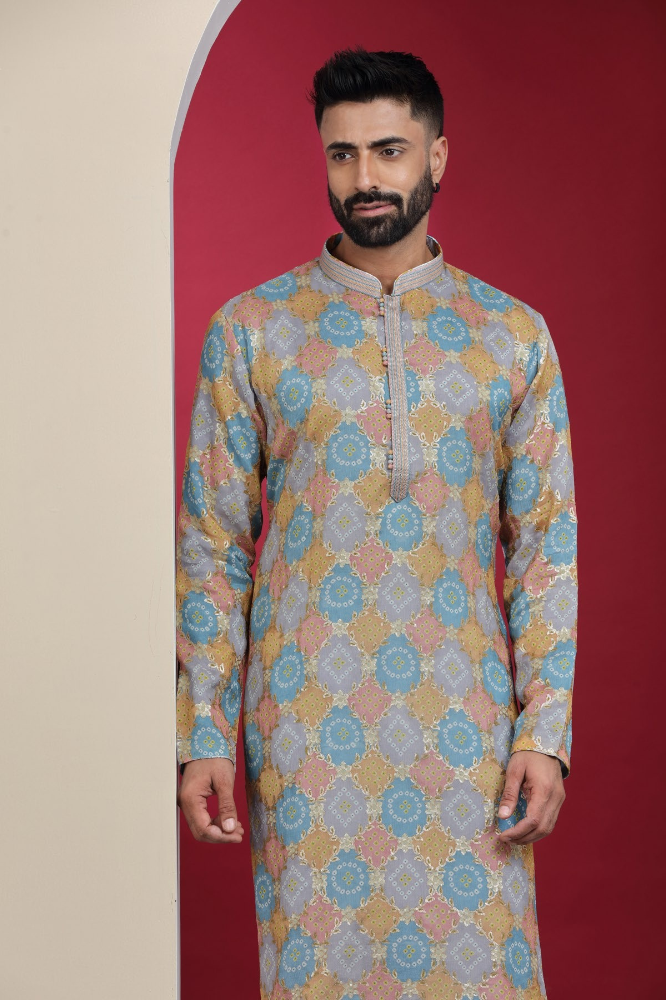 Multicolour Bandhani Kurta Set