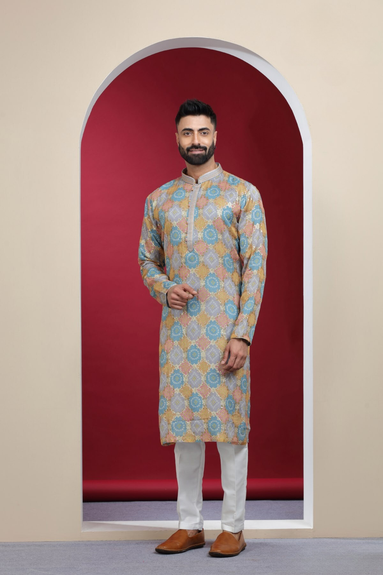 Multicolour Bandhani Kurta Set
