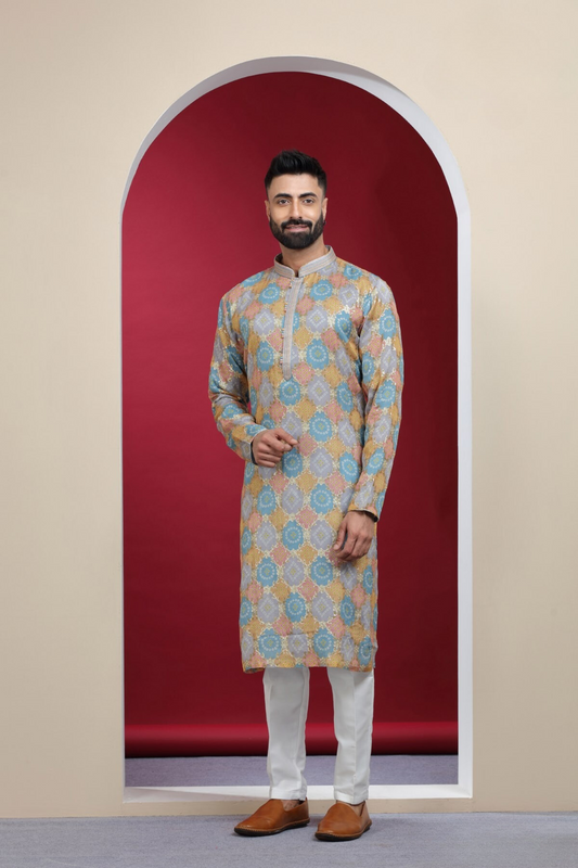 Multicolour Bandhani Kurta Set