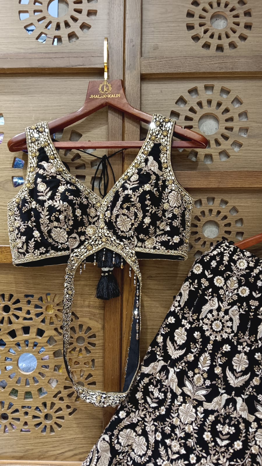 Black Georgette Bridal Lehenga with Gold Zardosi Embroidery