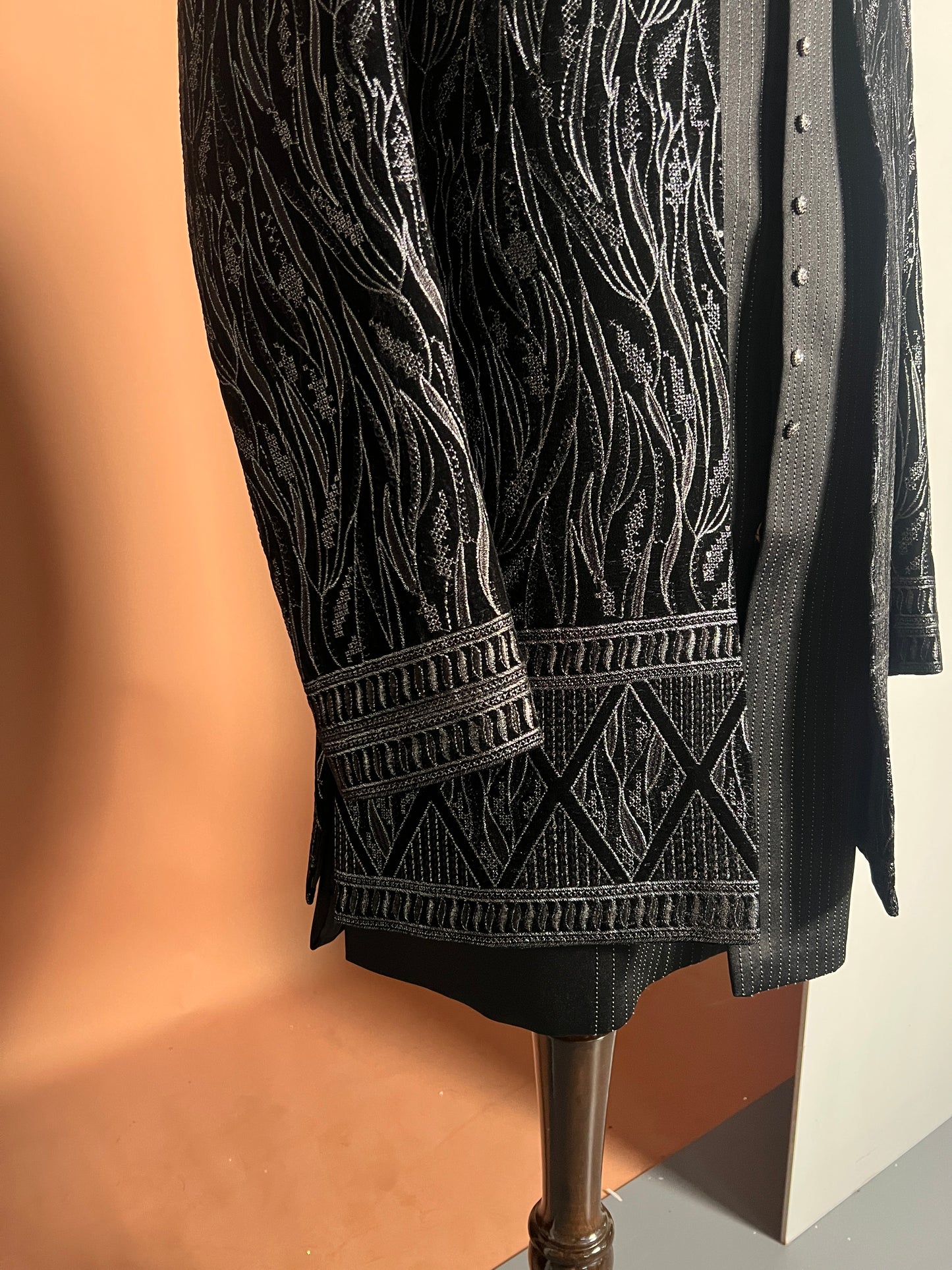 All Black Textured Indo-Western with Intricate Thread Detailing