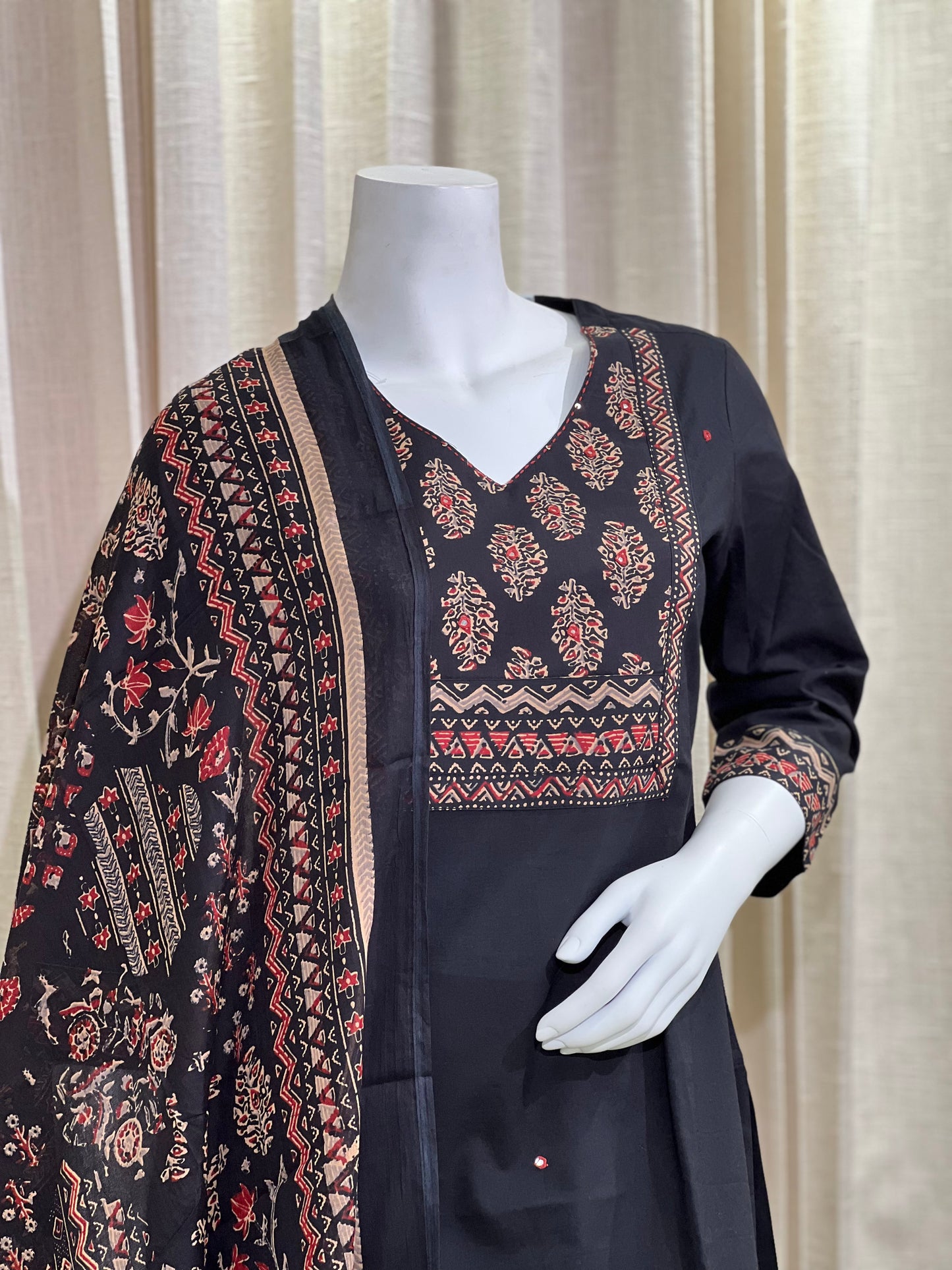 Black Cotton Blend Comfort Fit Suit Set