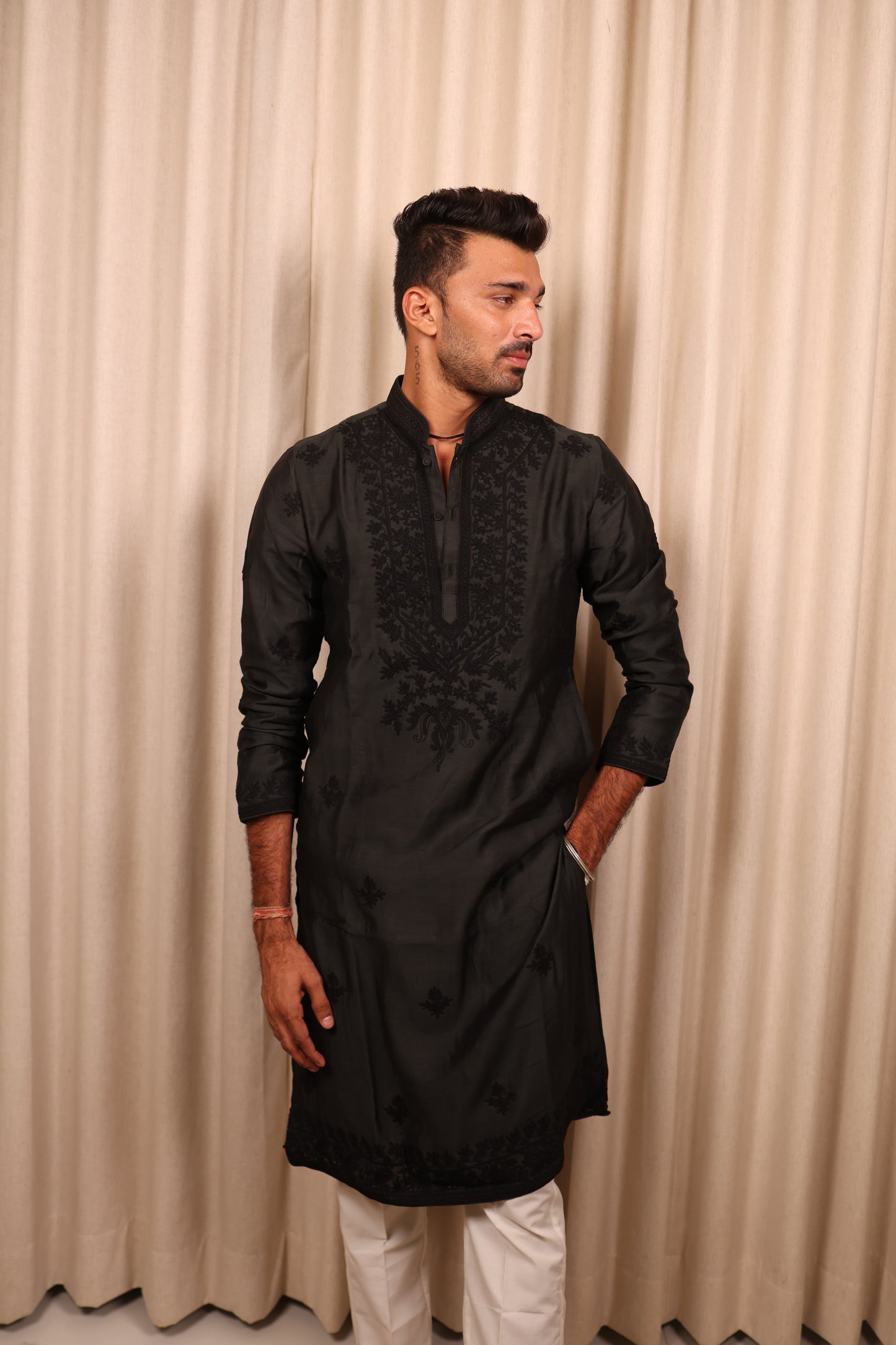 Black Hand Crafted Kurta Set