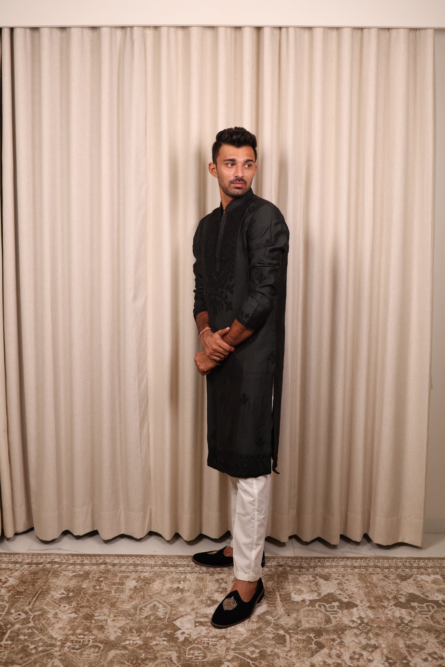 Black Hand Crafted Kurta Set