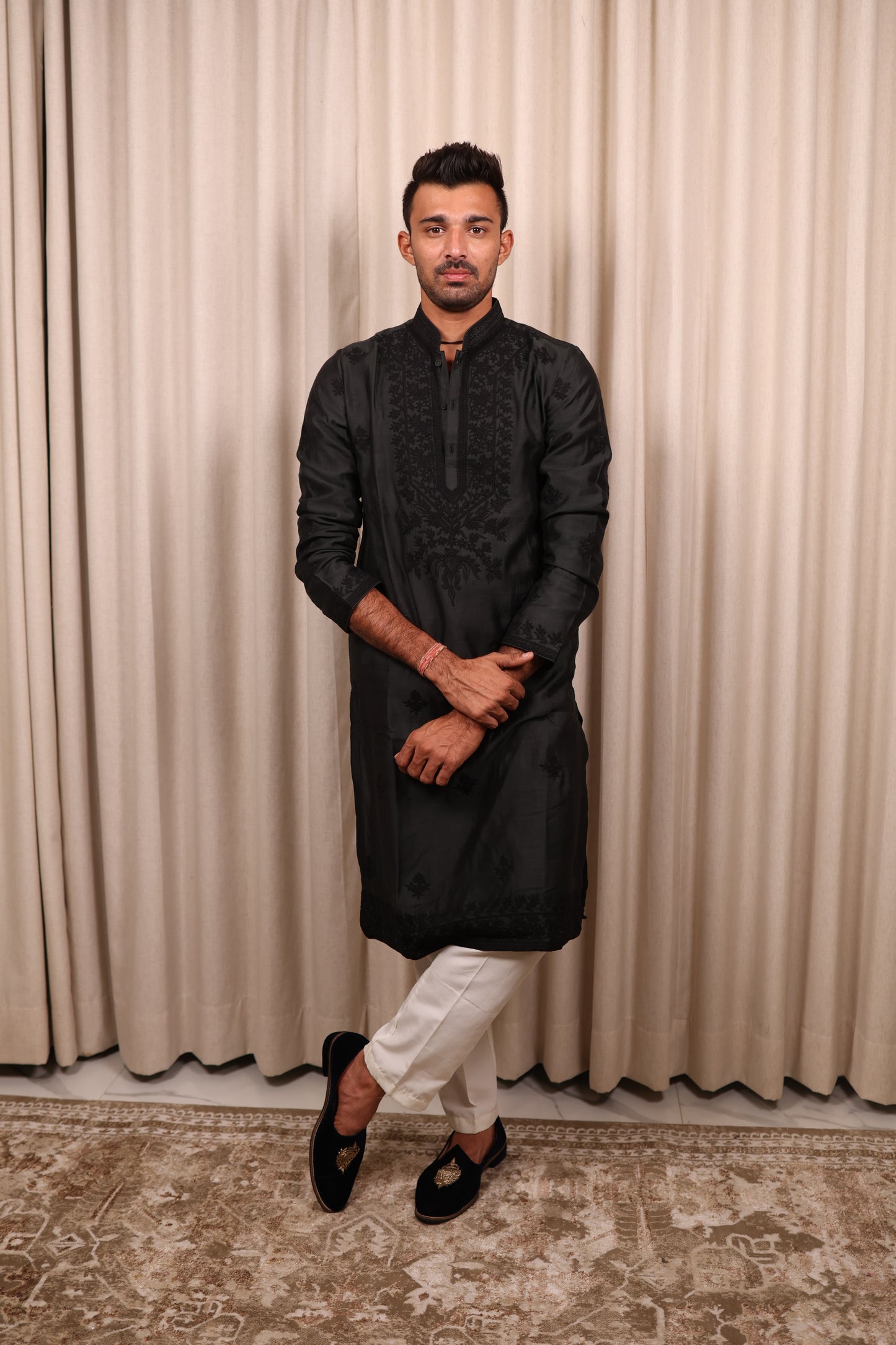 Black Hand Crafted Kurta Set