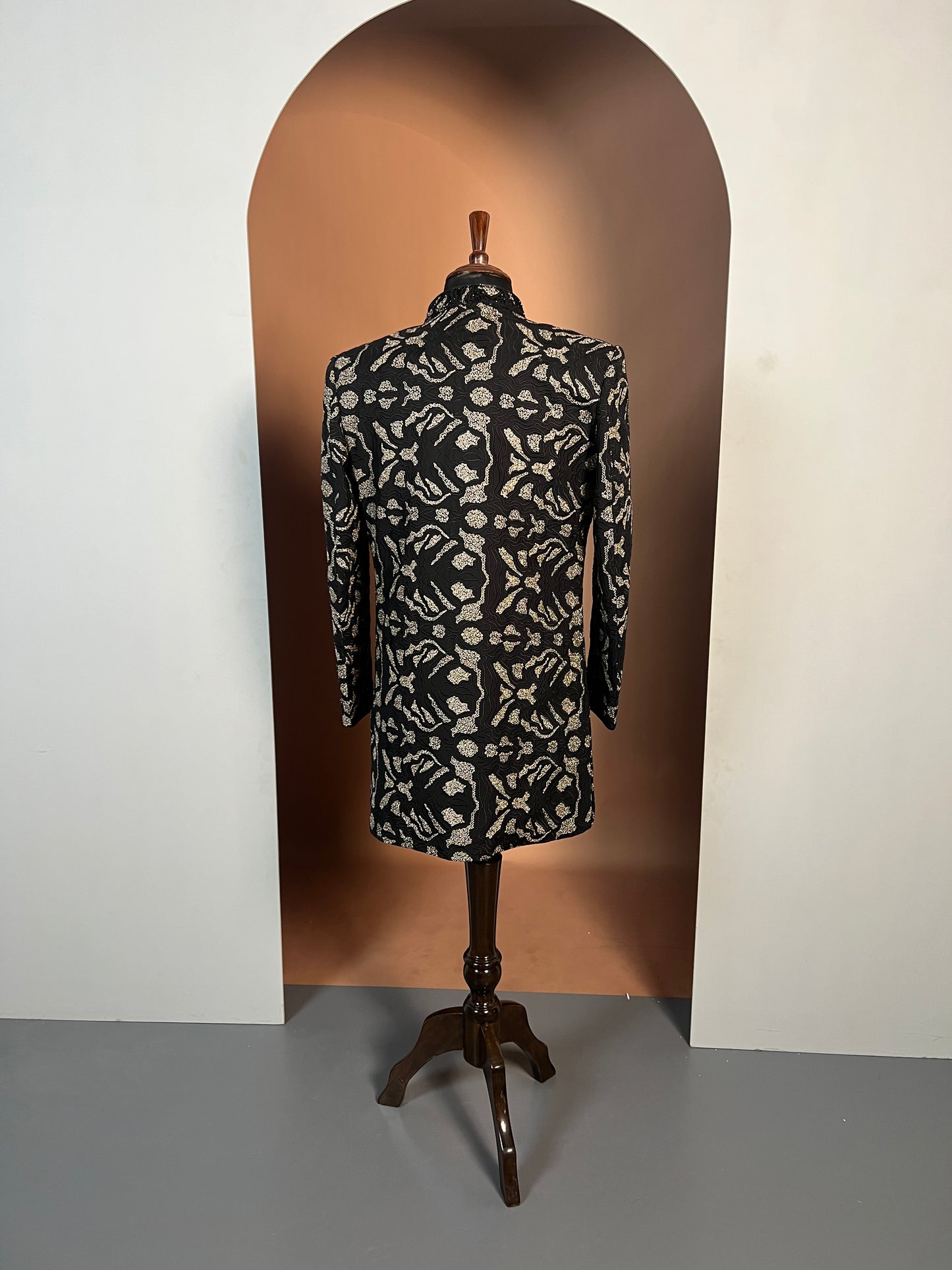 Black Indo-Western with Antique Gold Leaf Embroidery