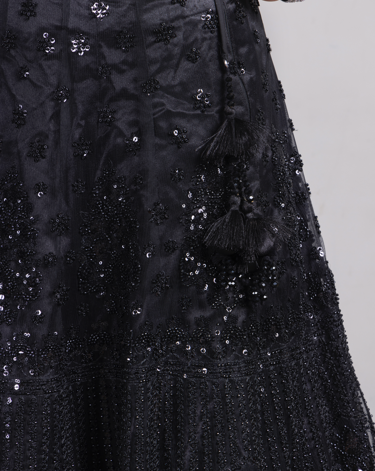 Black Net Sequence Work Lehenga