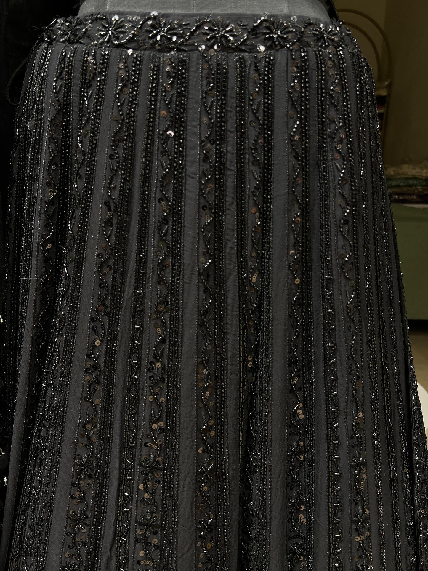 Black Sequins & Beadwork Embroidered Partywear Lehenga Set