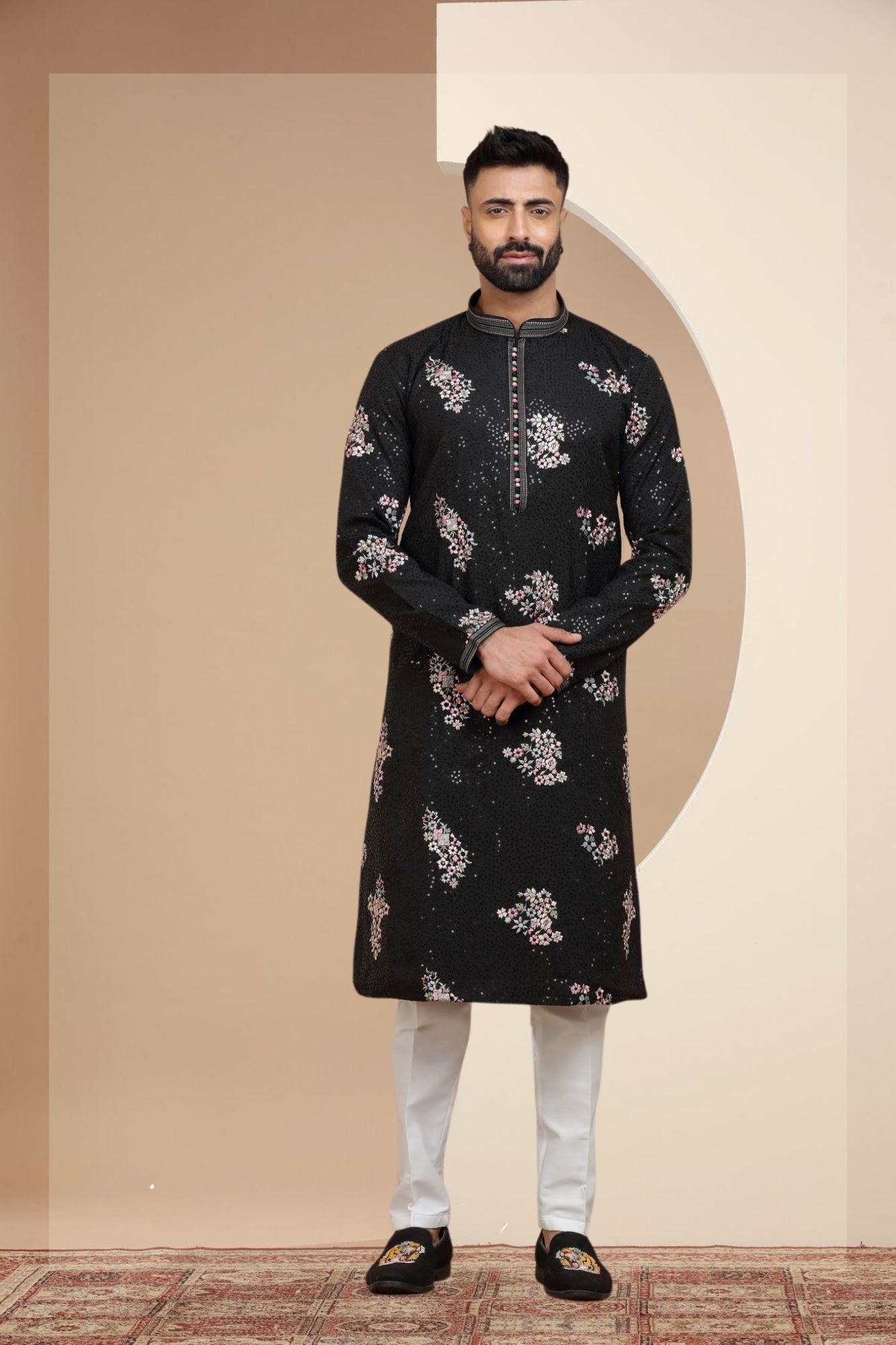 Black Sequin & handcrafted Kurta Set