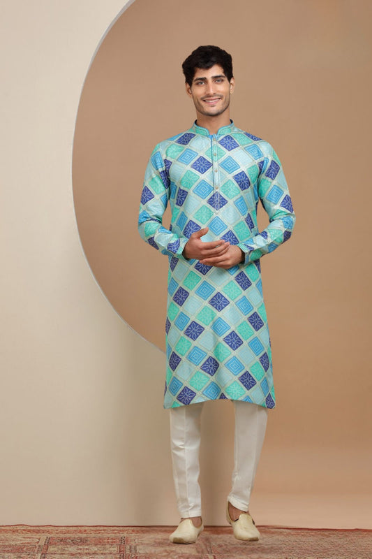 Blue Bandhani Kurta Set
