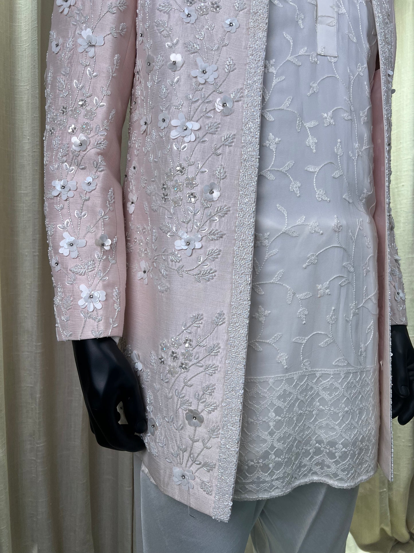 Blush Pink Embroidered Indo-Western Jodhpuri Suit