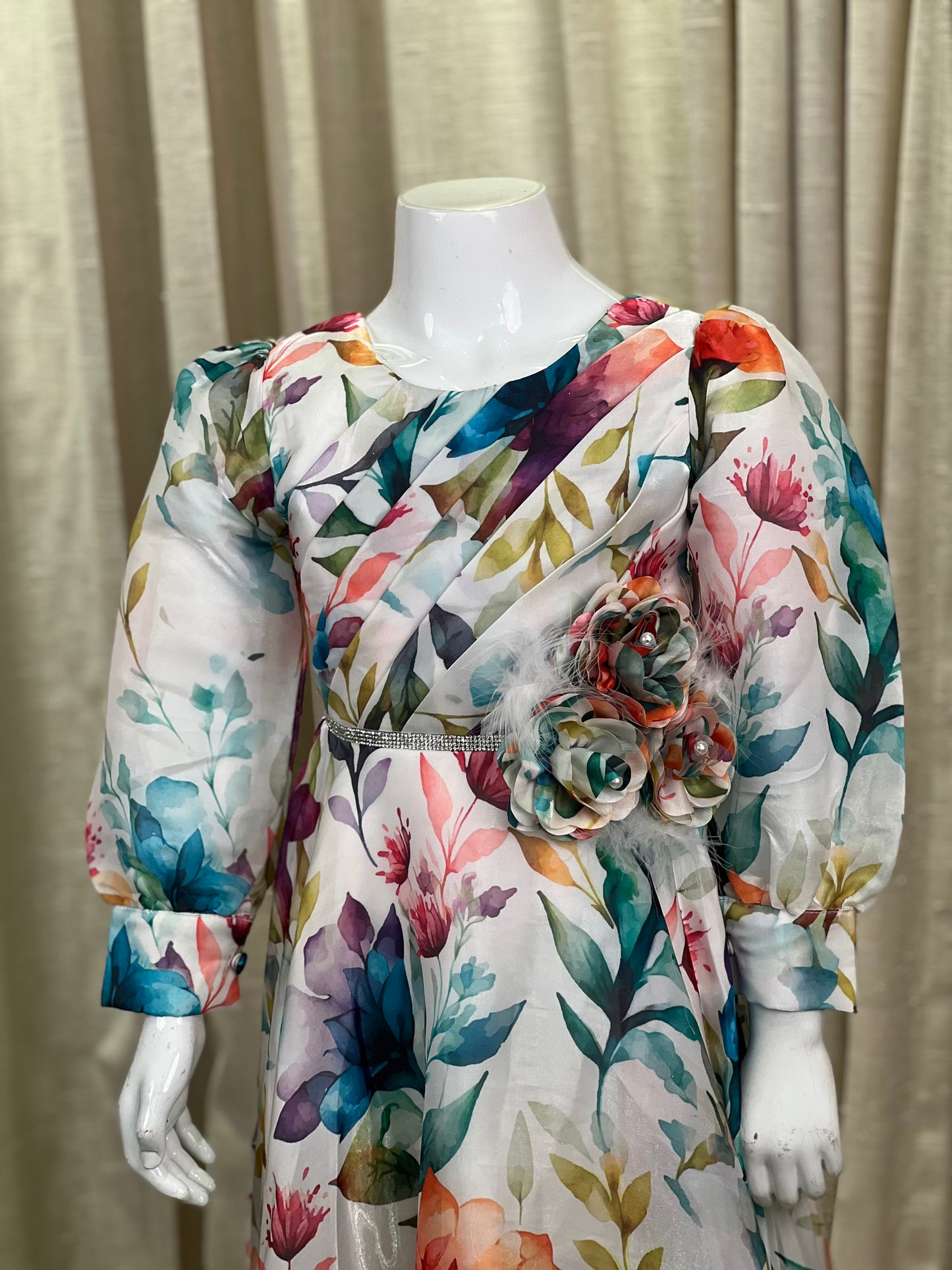 Botanical Bloom Organza Gown for Girls