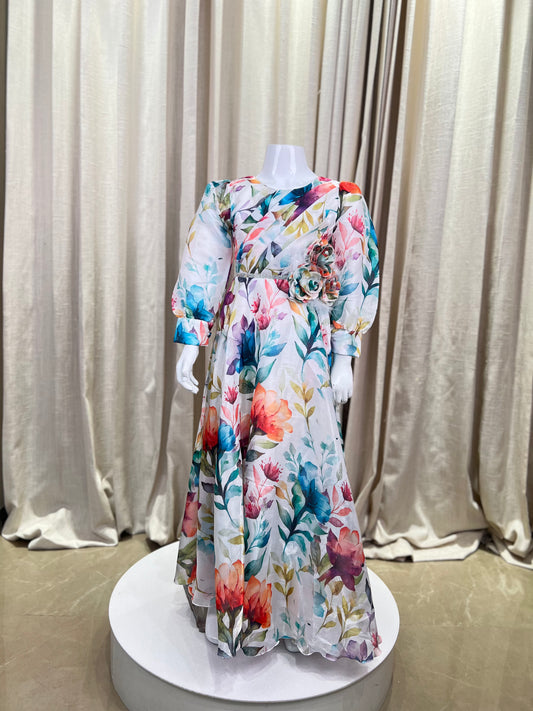 Botanical Bloom Organza Gown for Girls