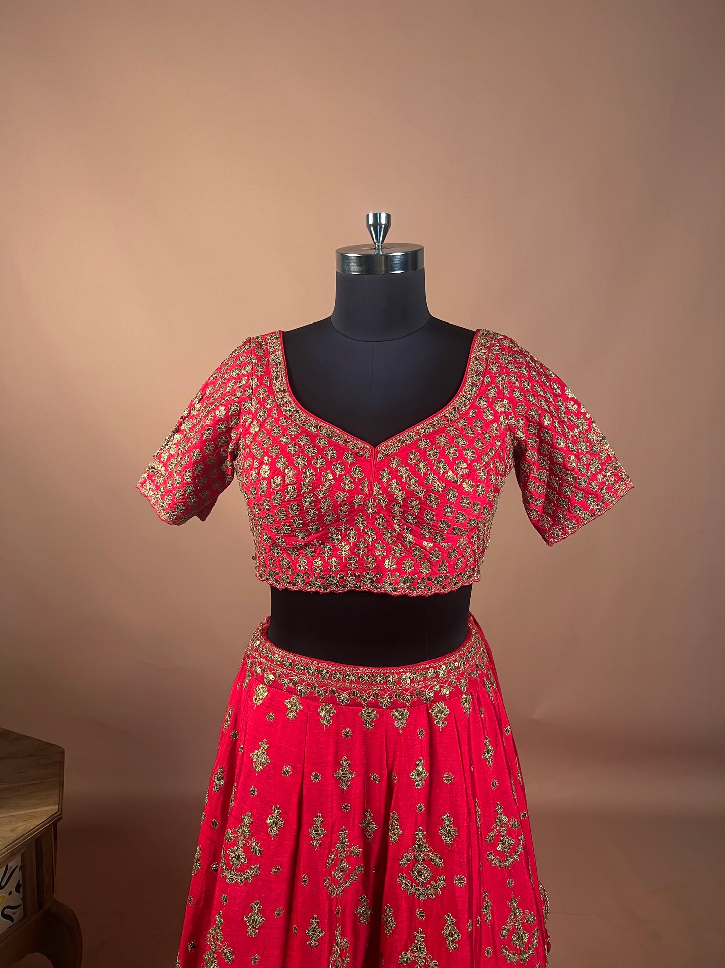 Bridal Red Zari Embroidered Lehenga Set with Heavy Dupatta