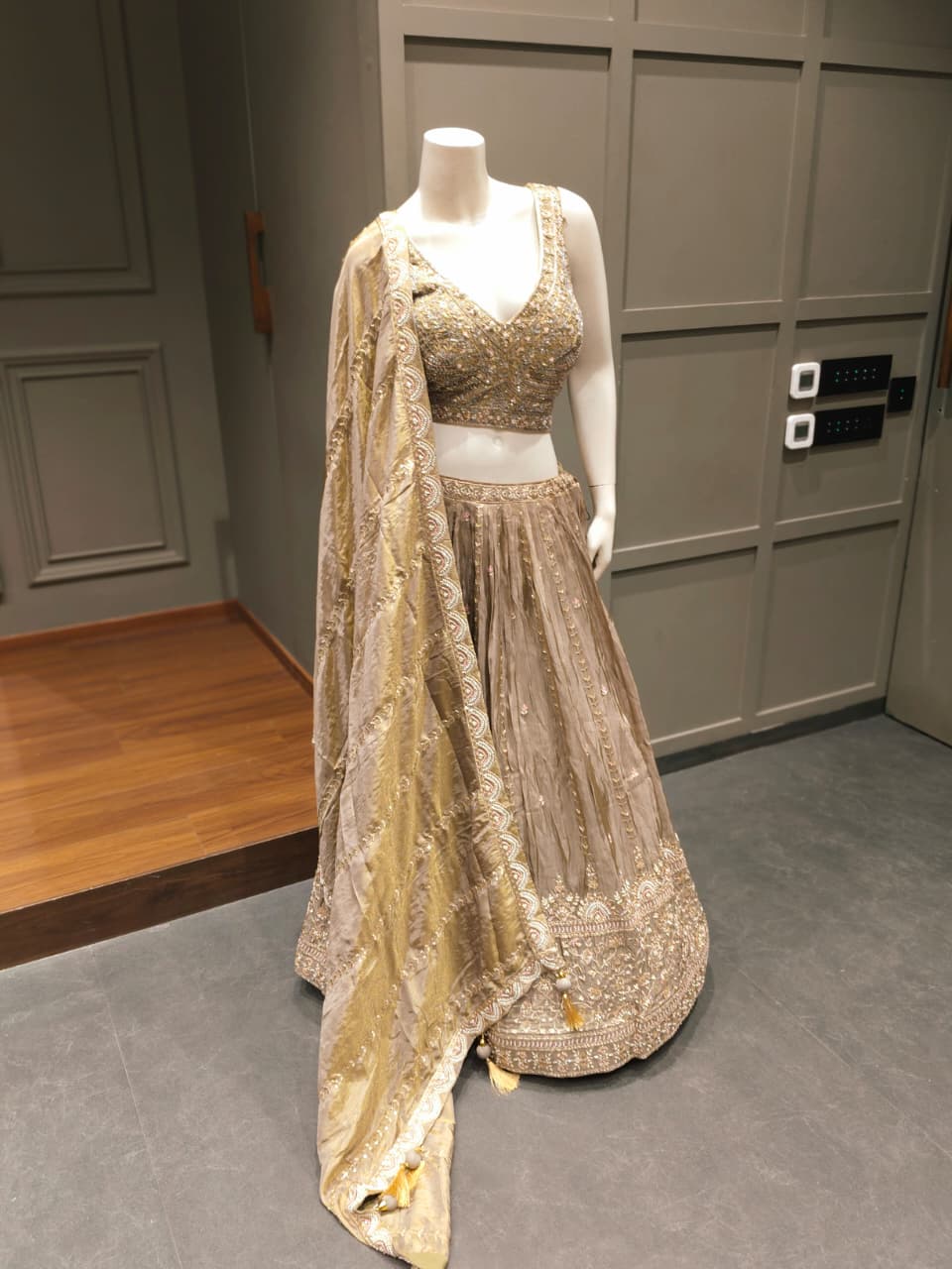 Champagne Gold Lehenga Choli with Dupatta