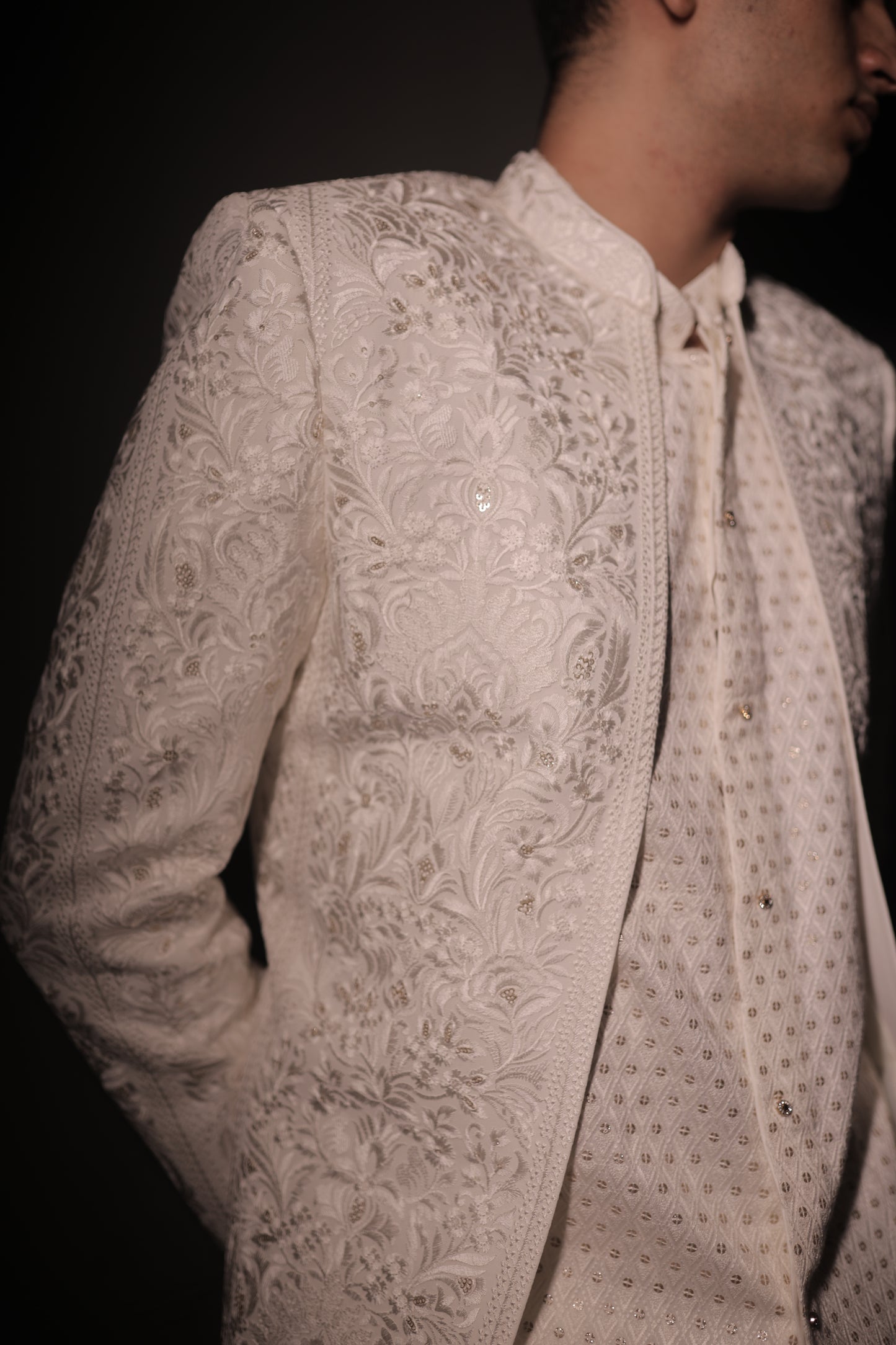 Cream Jacket Style Indo-western & Jodhpuri Suit