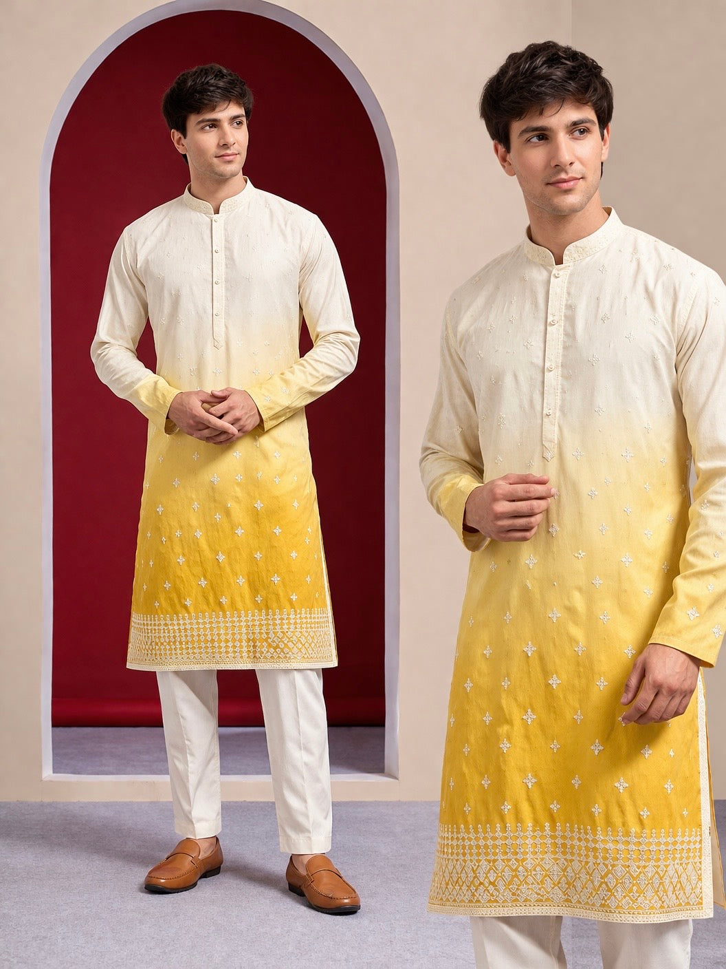Yellow & White Designer Kurta Set