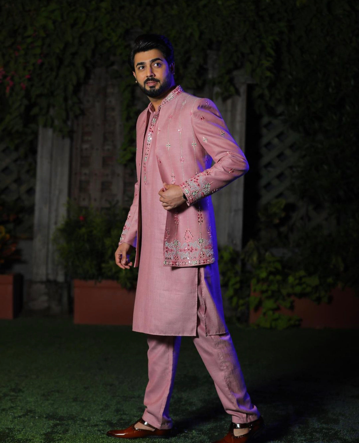 Blush Grace: Light Pink Indo-Western Set