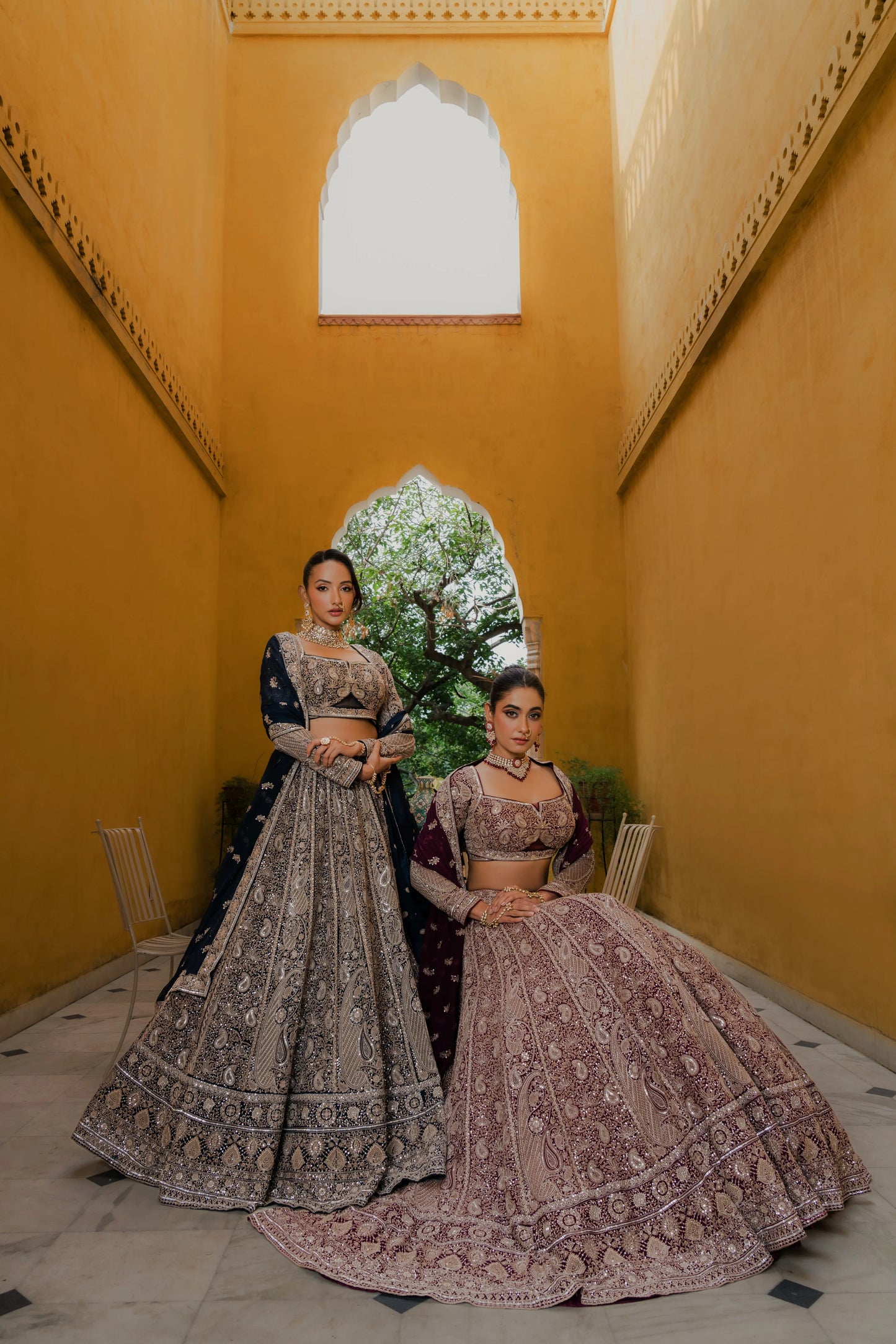 Wine Georgette Lehenga with Zardosi & Sequin Embroidery