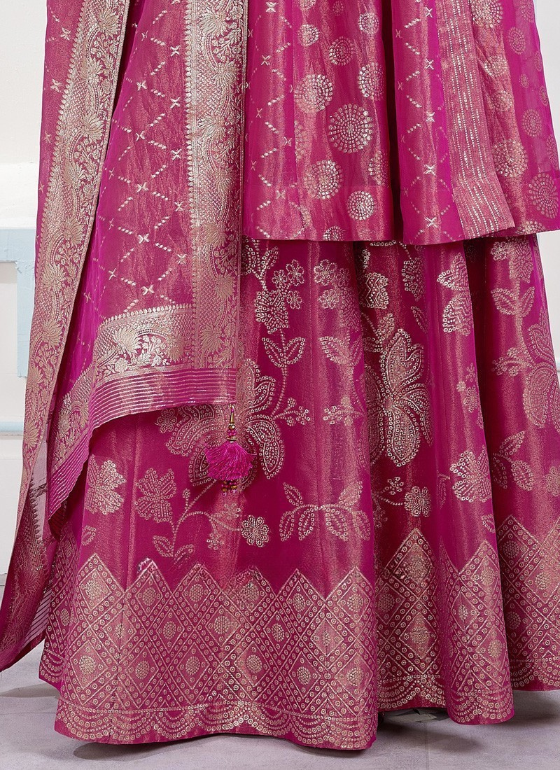 Gorgeous Wedding Wear Rani Color Palazzo Suit