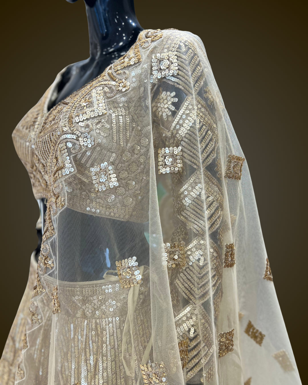Golden sequins work Lehenga