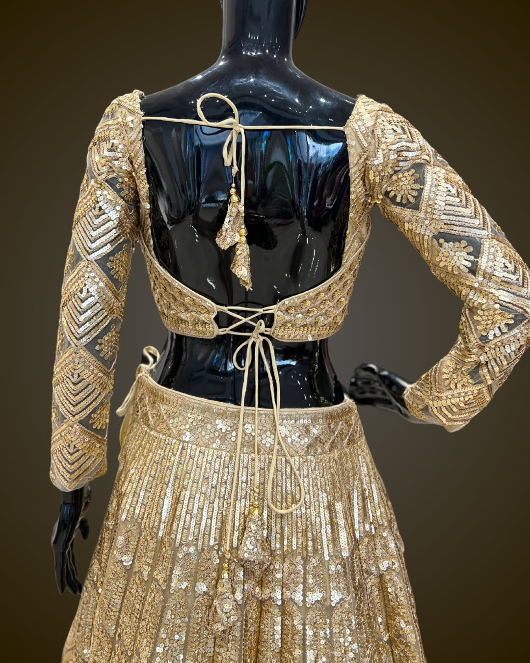 Golden sequins work Lehenga