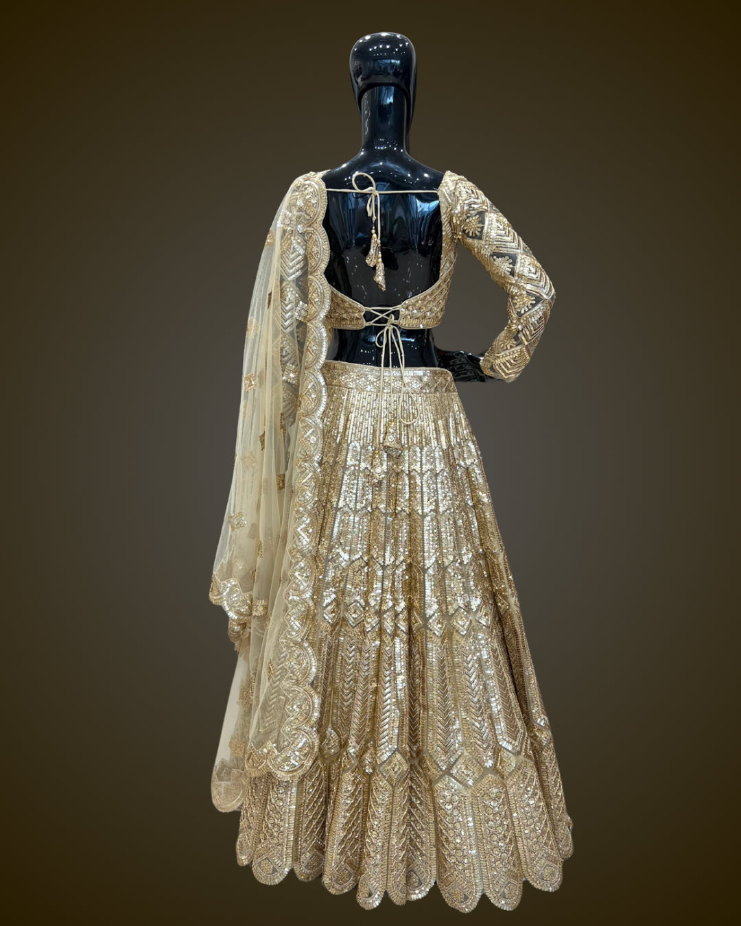 Golden sequins work Lehenga