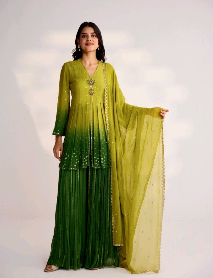 Dark & Light Green Palazzo Set