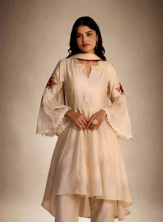 Ivory Cream Designer Kurti Set