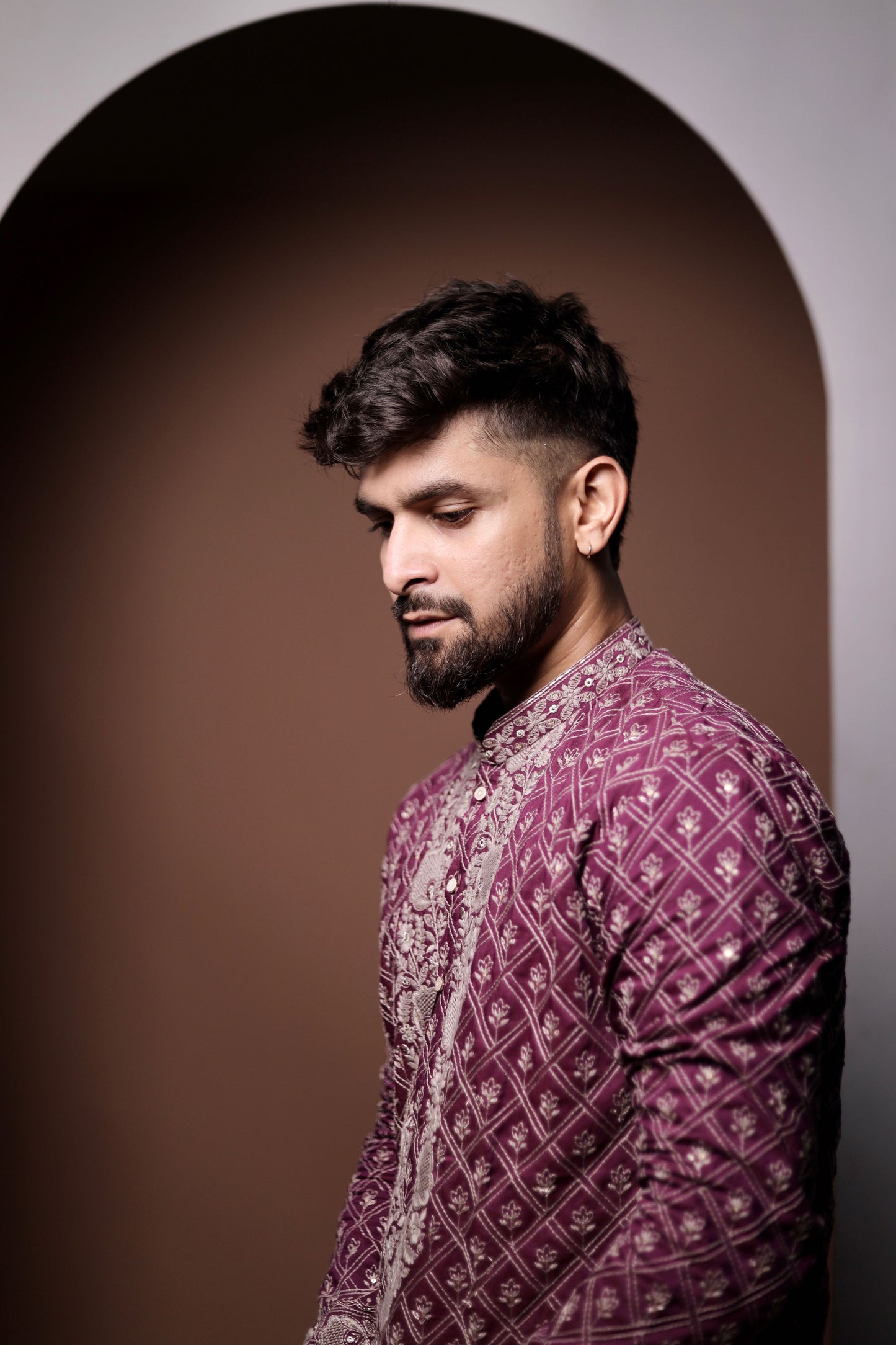 Elegant Purple Kurta With White Embroidery