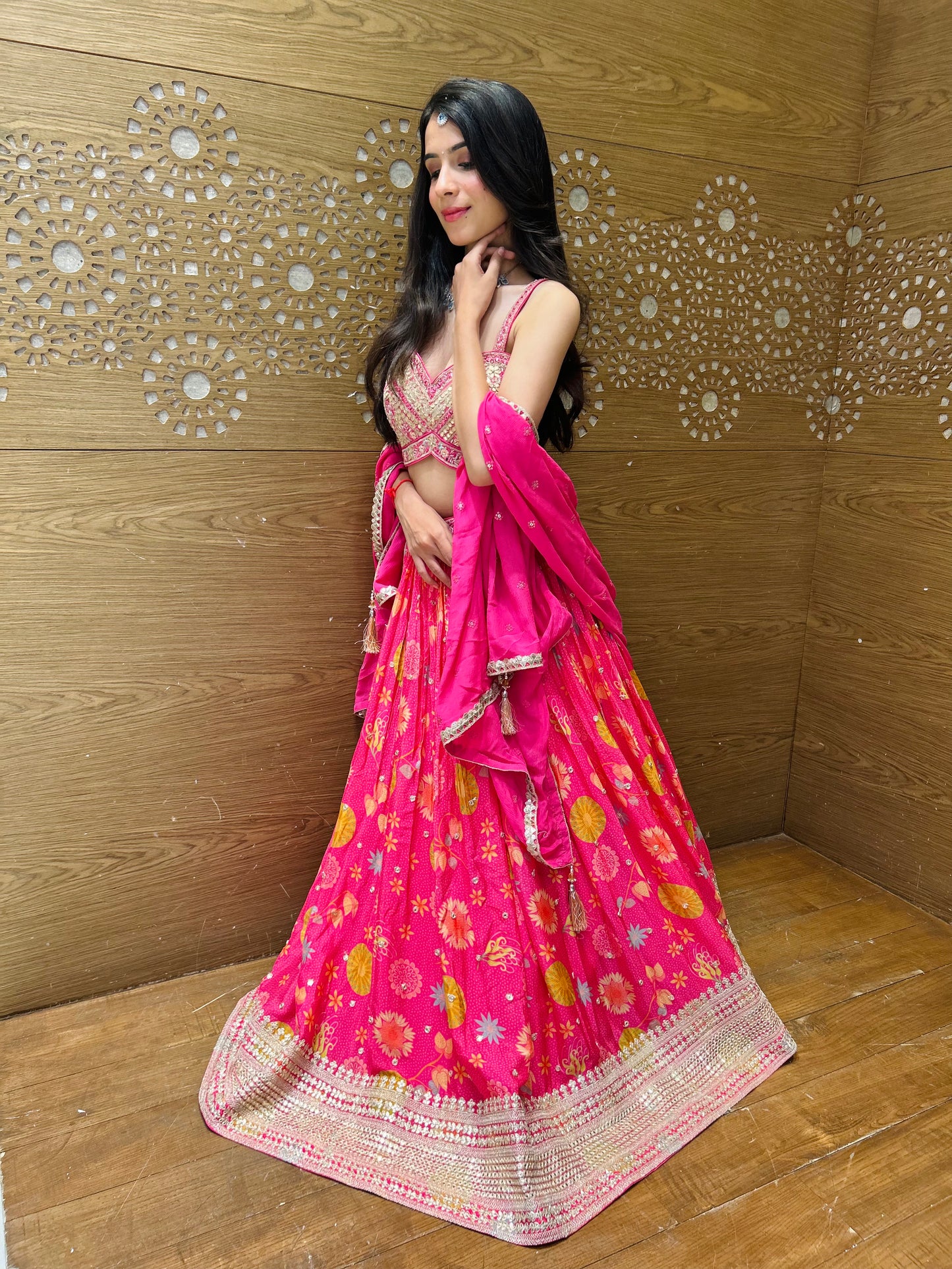 Millennial Pink Organza Lehenga set