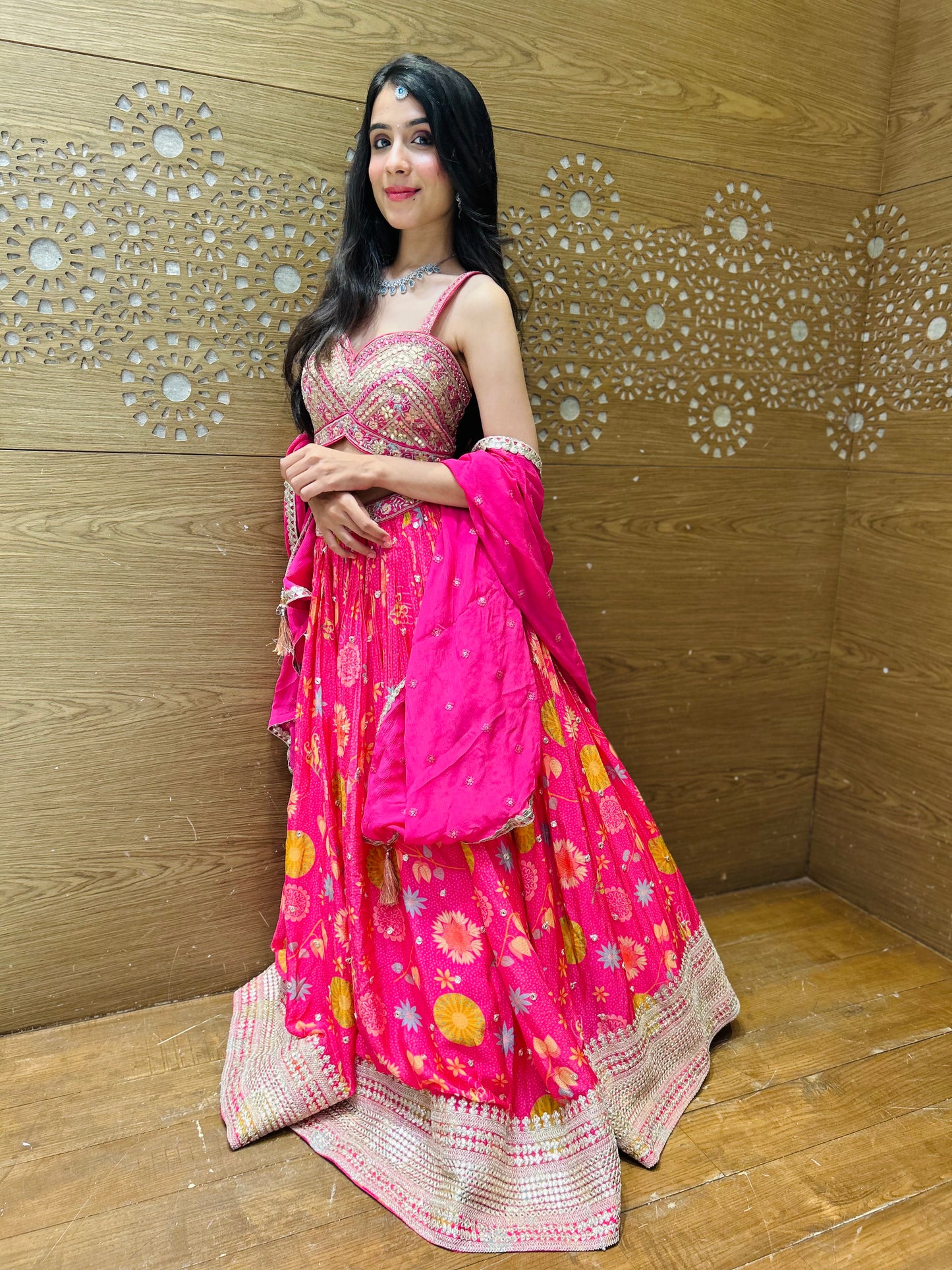 Millennial Pink Organza Lehenga set