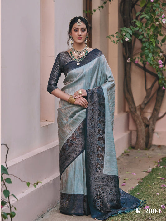 Gray Mushroom Satin Saree with Zari Weaving