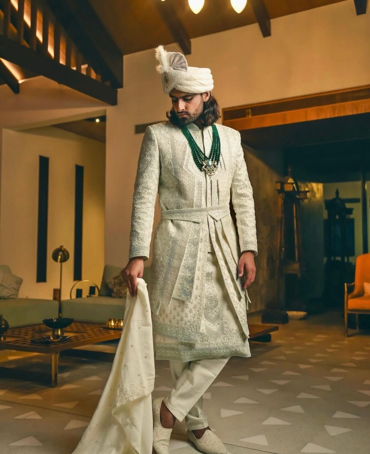 Dapper in White: Groom Sherwani