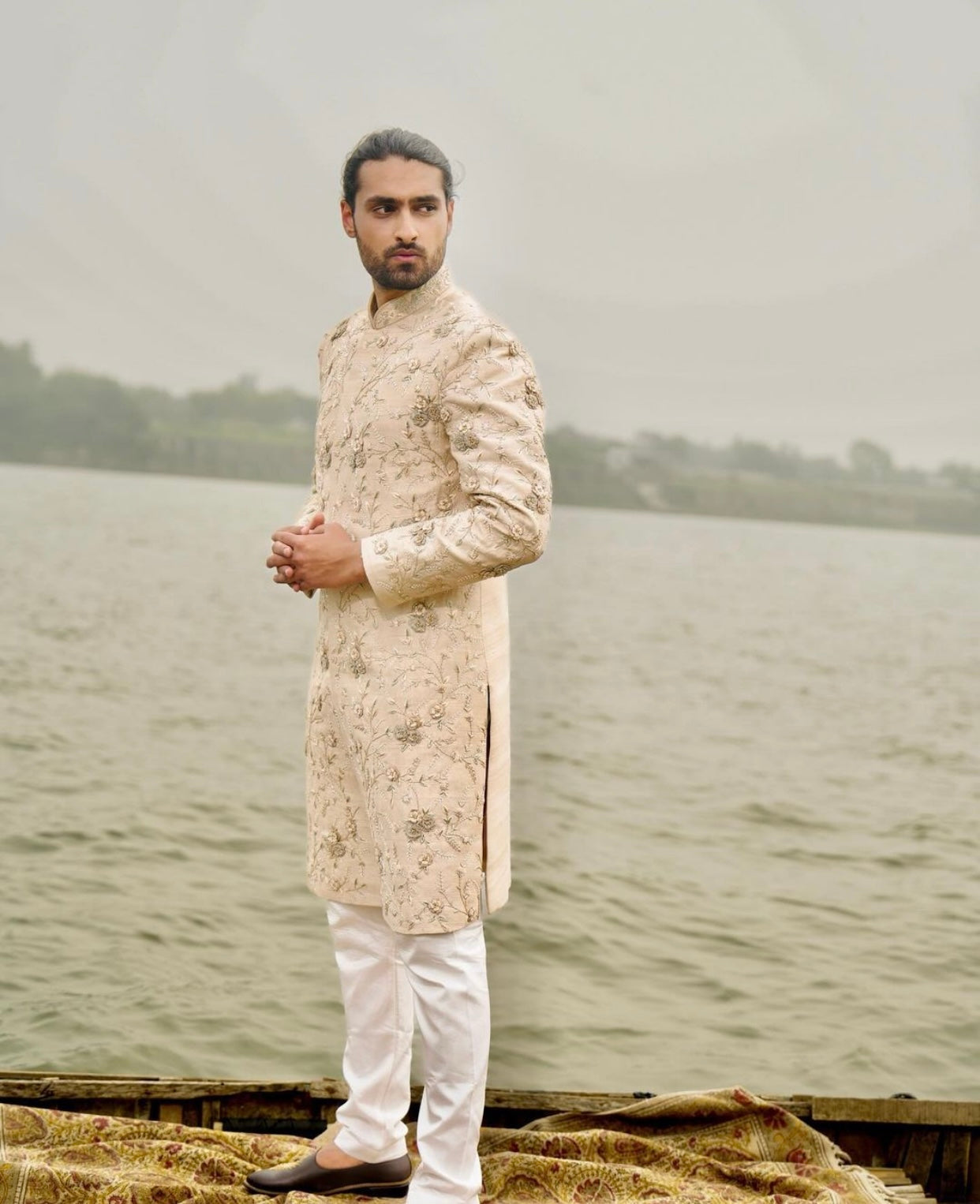 Crafted for Elegance and Distinction: White Sherwani