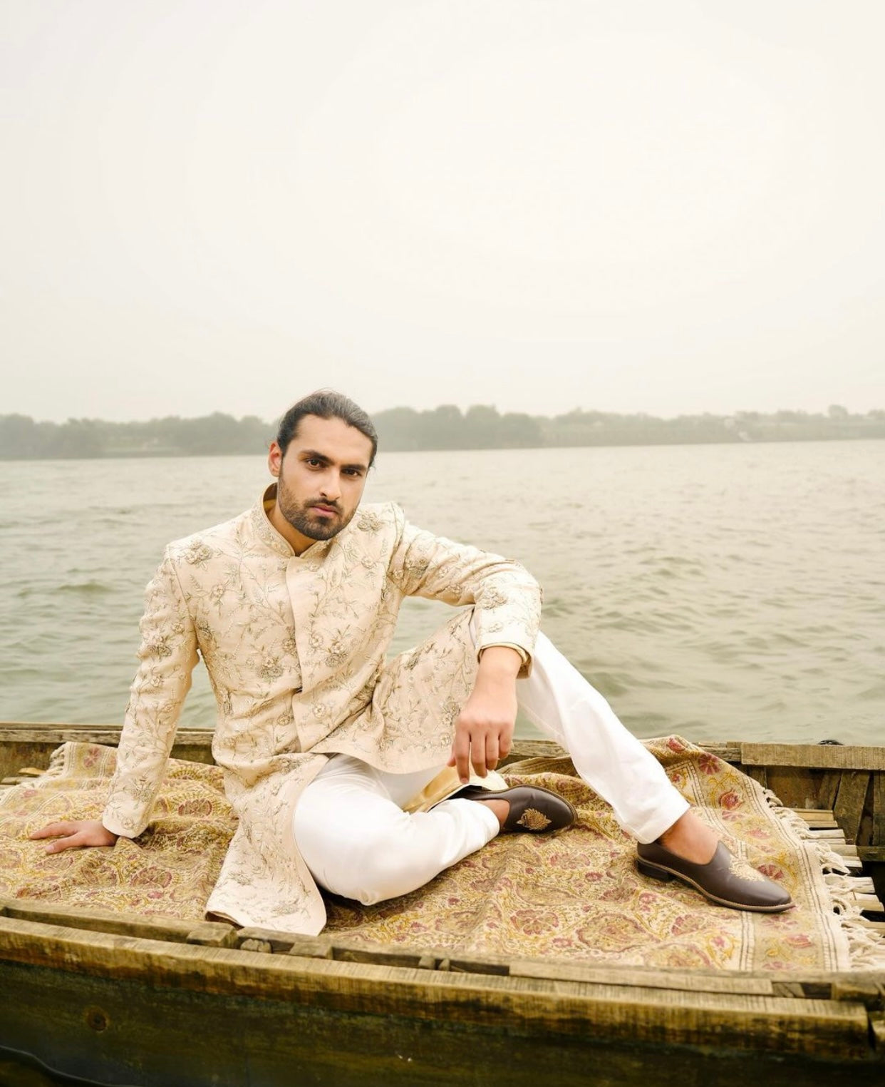 Crafted for Elegance and Distinction: White Sherwani