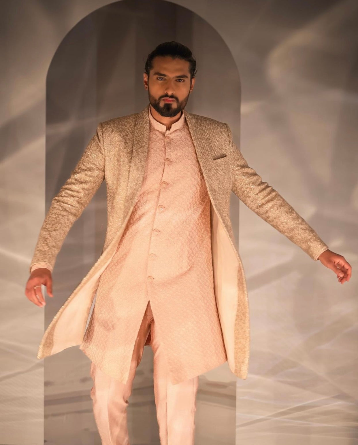 Peach Delight: Effortless Elegance in Indo-Western