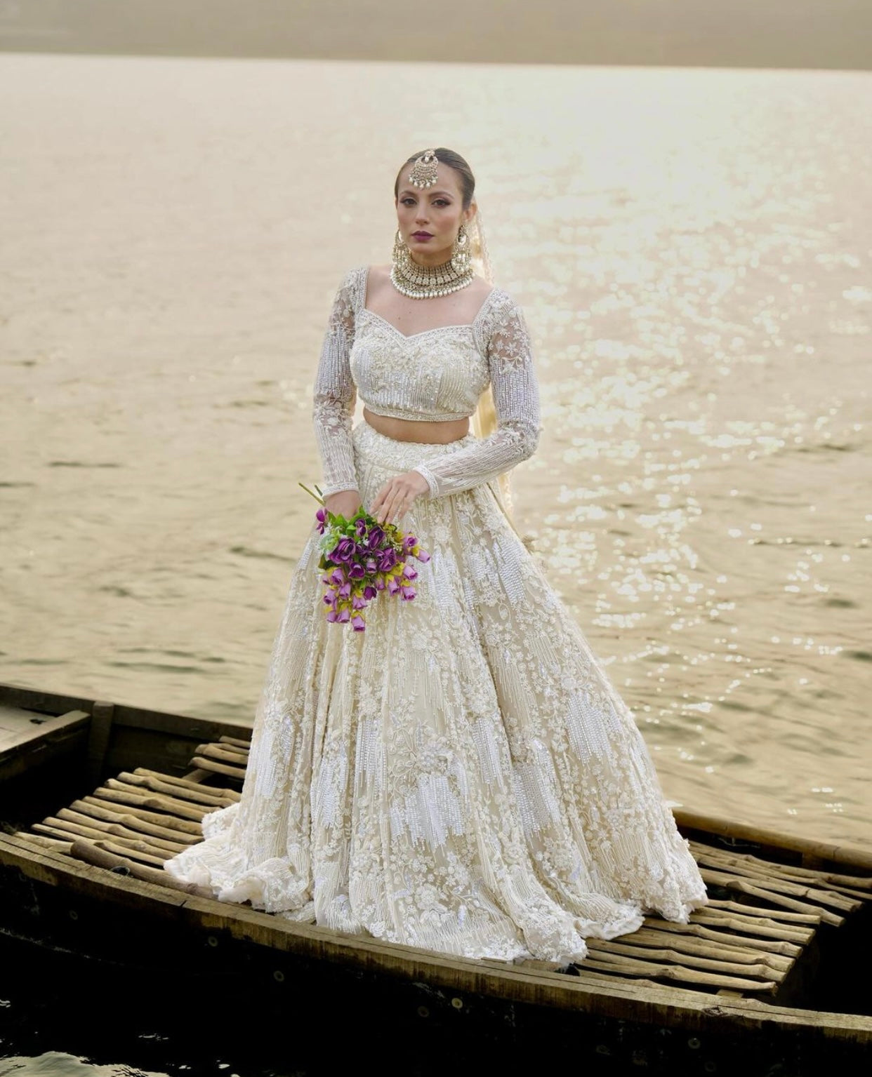 Latest Designer Off-White Bridal Lehenga