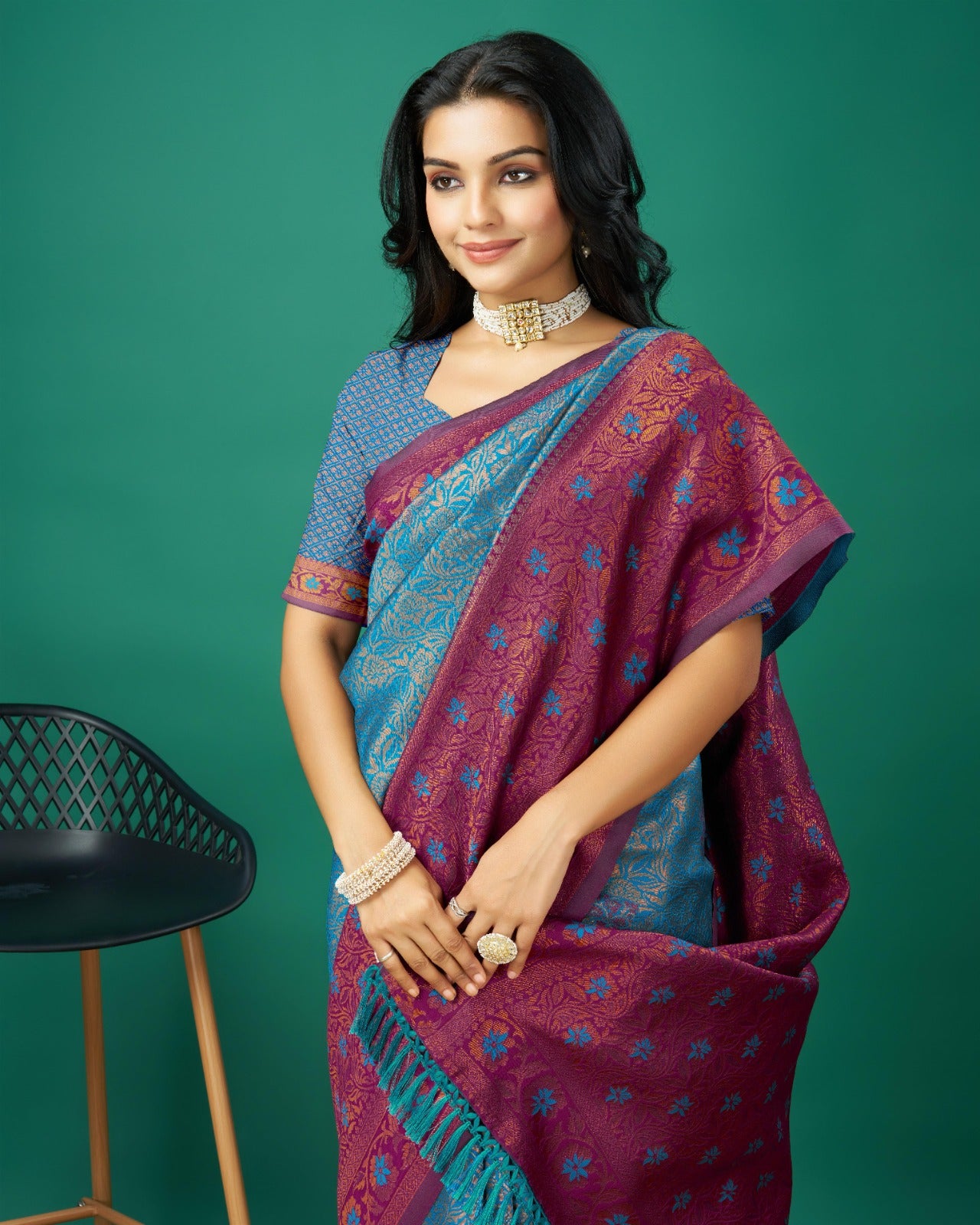 Ellampally Soft Silk Copper Zari Saree
