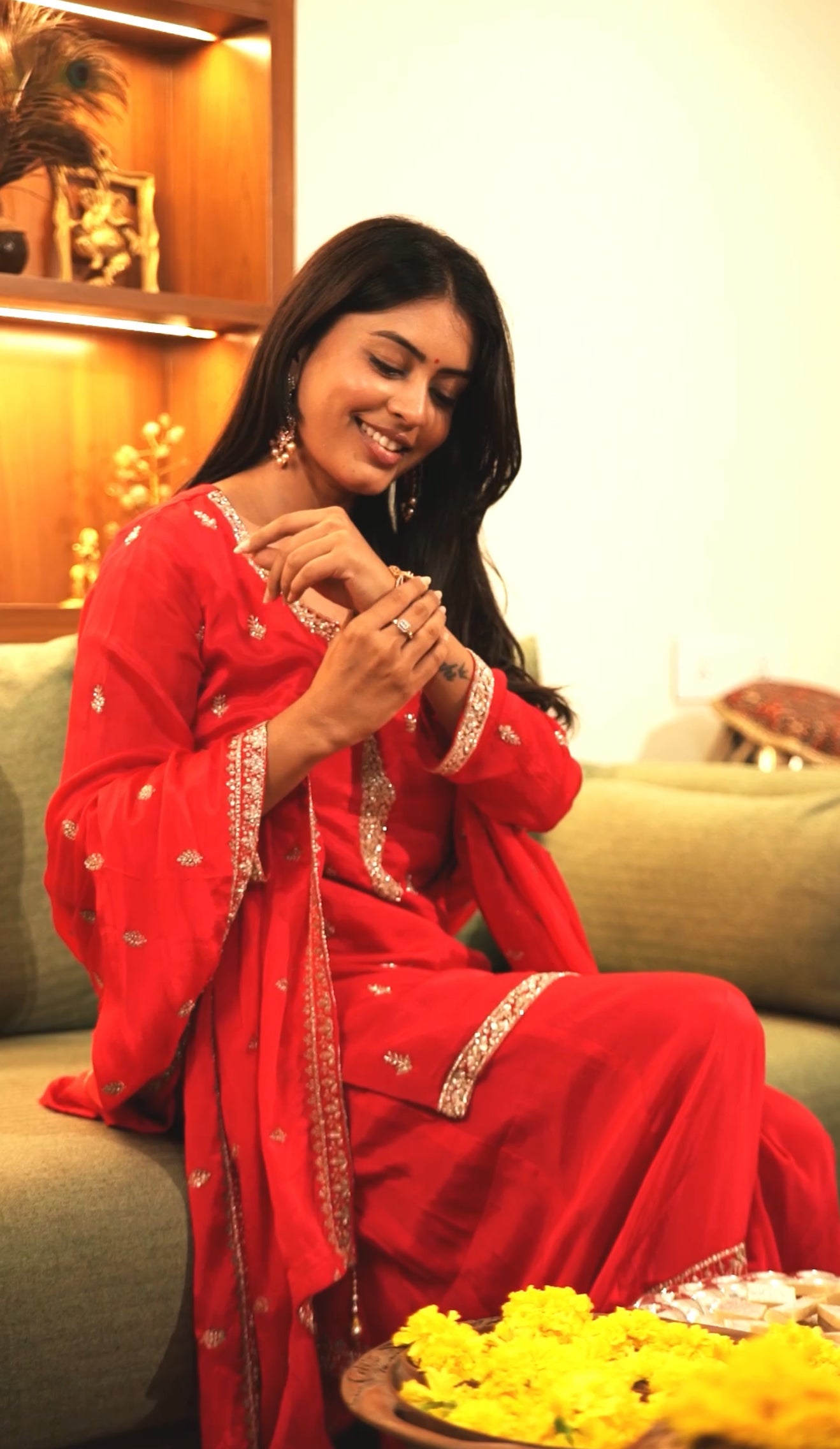 Red kurti and Sharara set