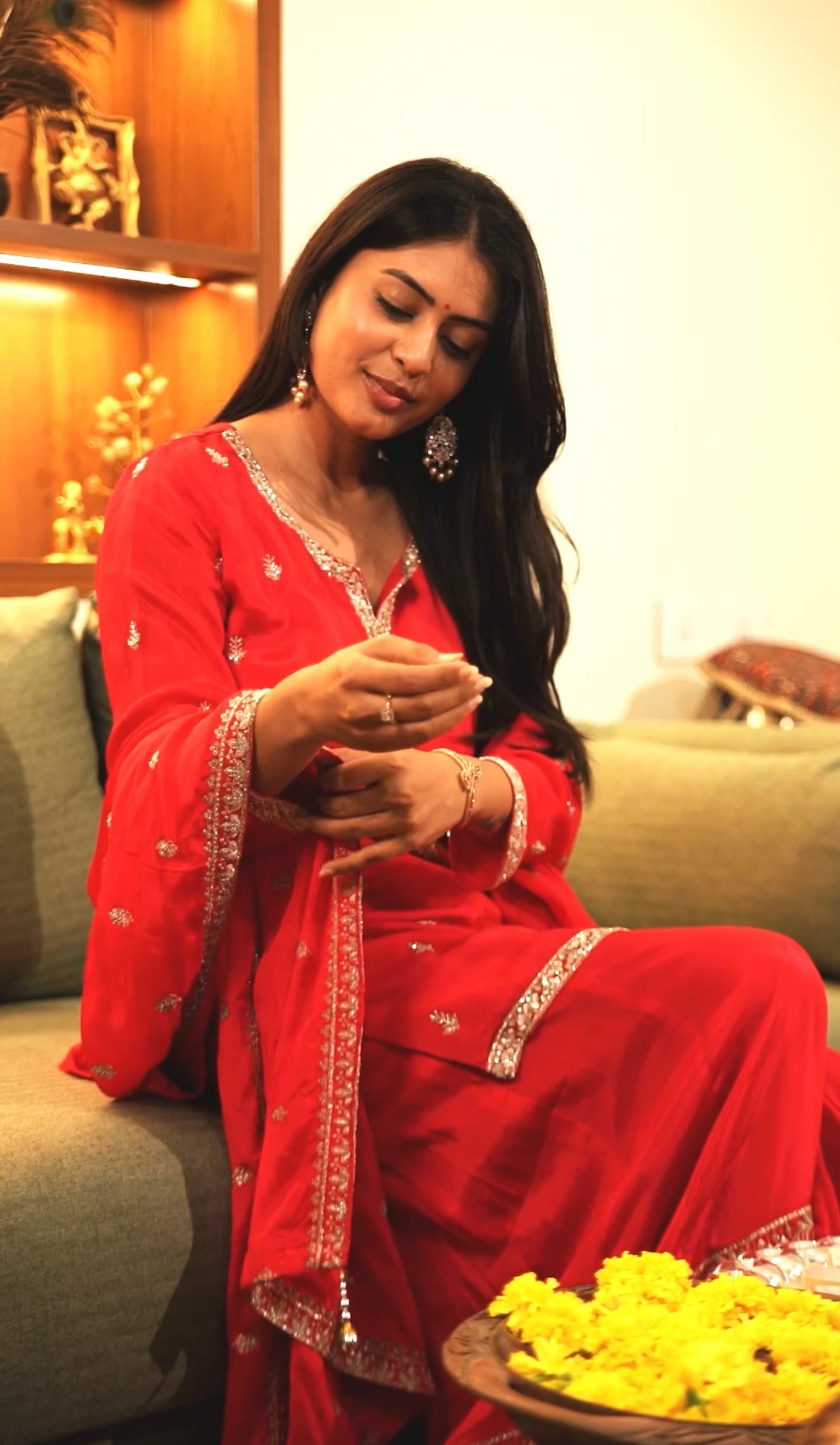 Red kurti and Sharara set