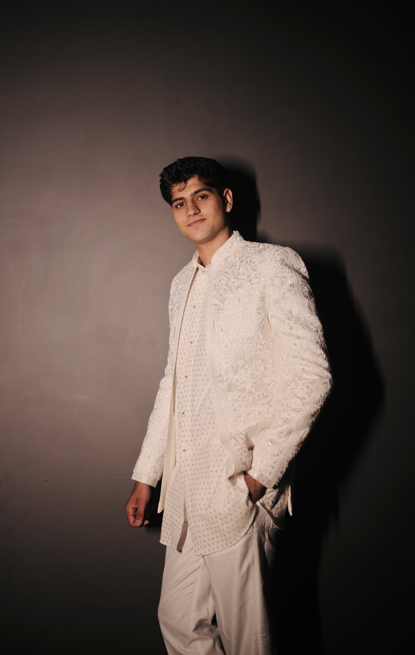 Cream Jacket Style Indo-western & Jodhpuri Suit