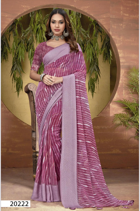 Onion Pink Stylish Georgette Printed Saree